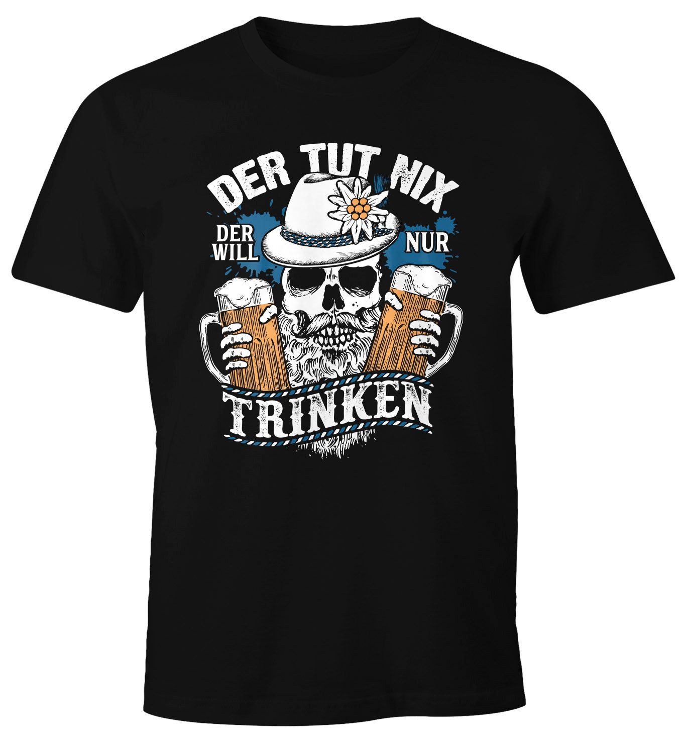 Print-Shirt Herren T-Shirt Der tut nix der will nur trinken Bier Totenkopf