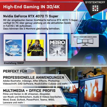 SYSTEMTREFF Gaming-PC-Komplettsystem (27", AMD Ryzen 7 5700X3D, GeForce RTX 4070 Ti Super, 32 GB RAM, 1000 GB SSD, Windows 11, WLAN)