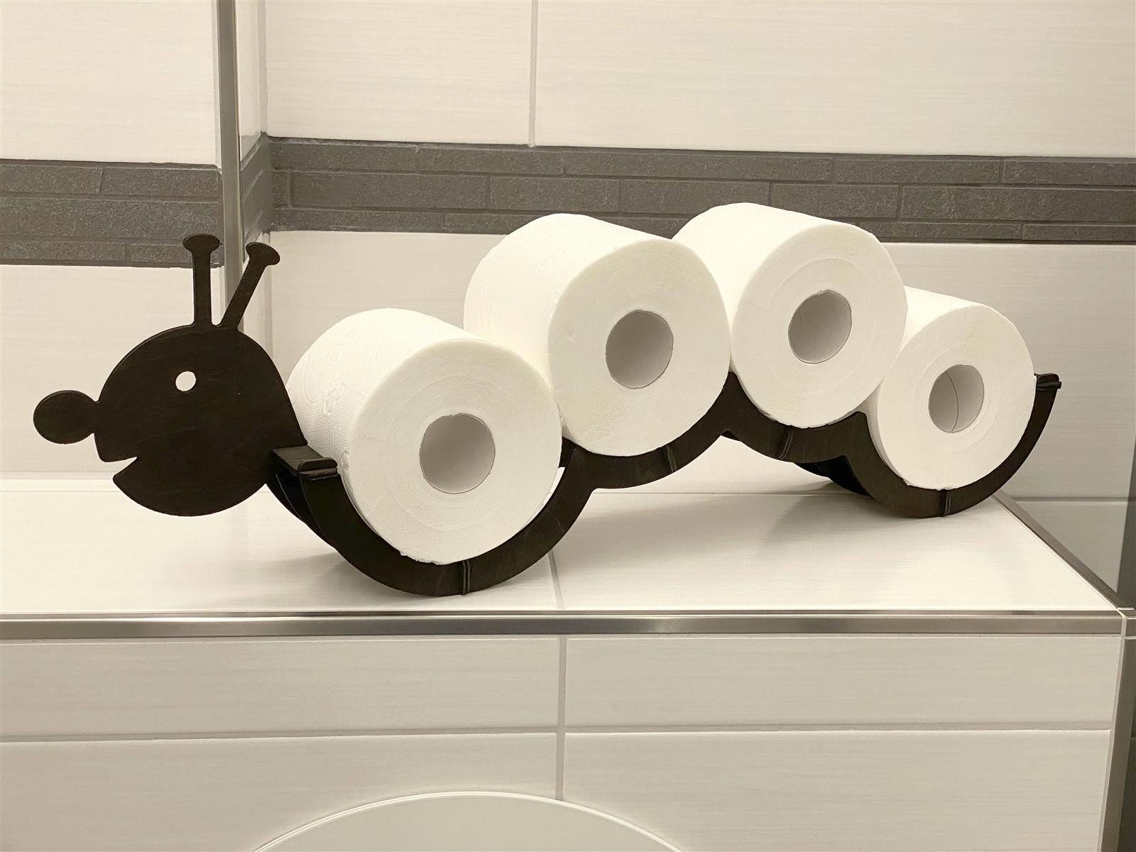 DanDiBo Toilettenpapierhalter Holz Schwarz Raupe Klopapierhalter Wand WC Rollenhalter, Ersatzrollenhalter