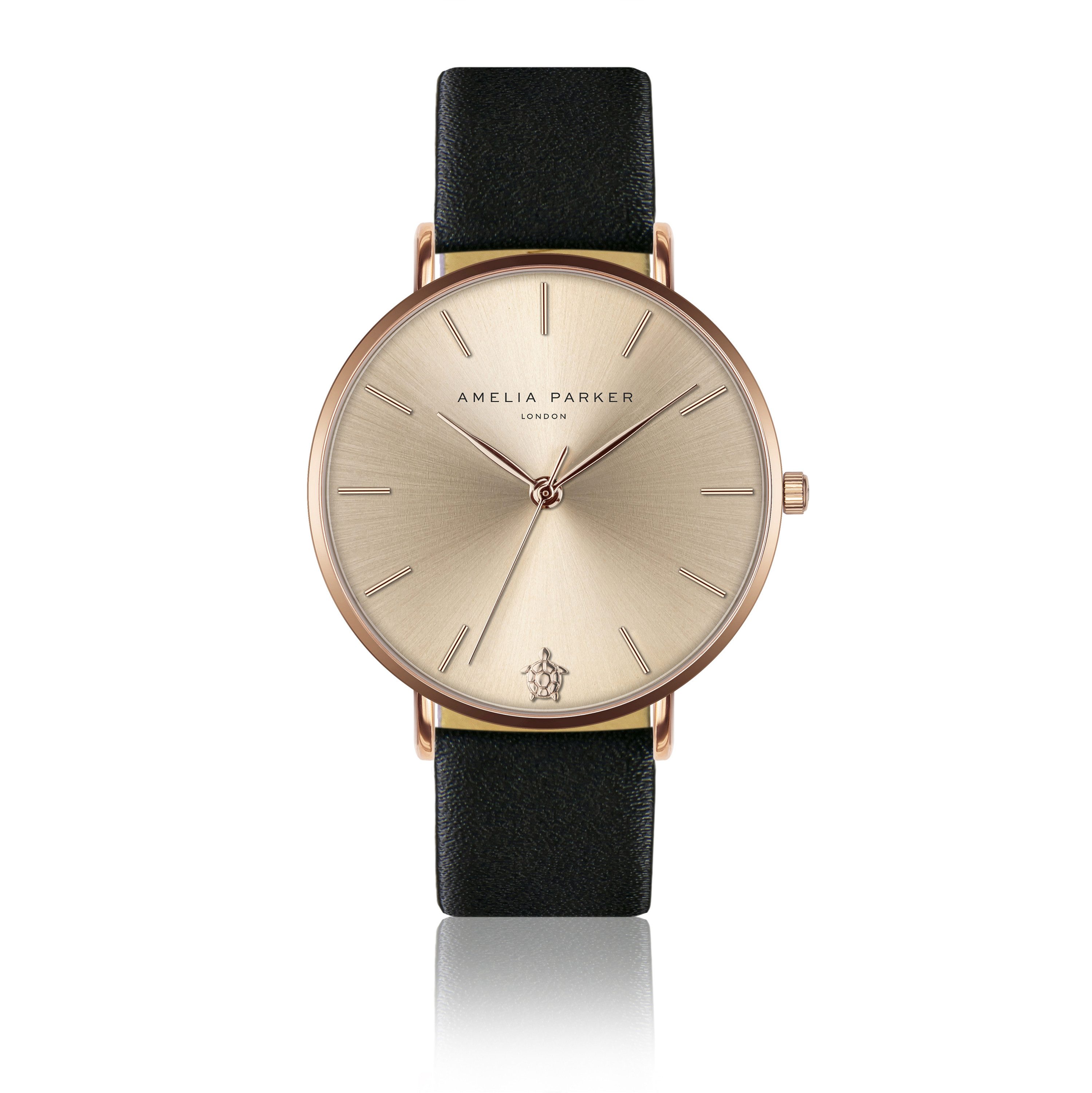 AMELIA PARKER Quarzuhr AA2-S028R Gold Sky Black Leather