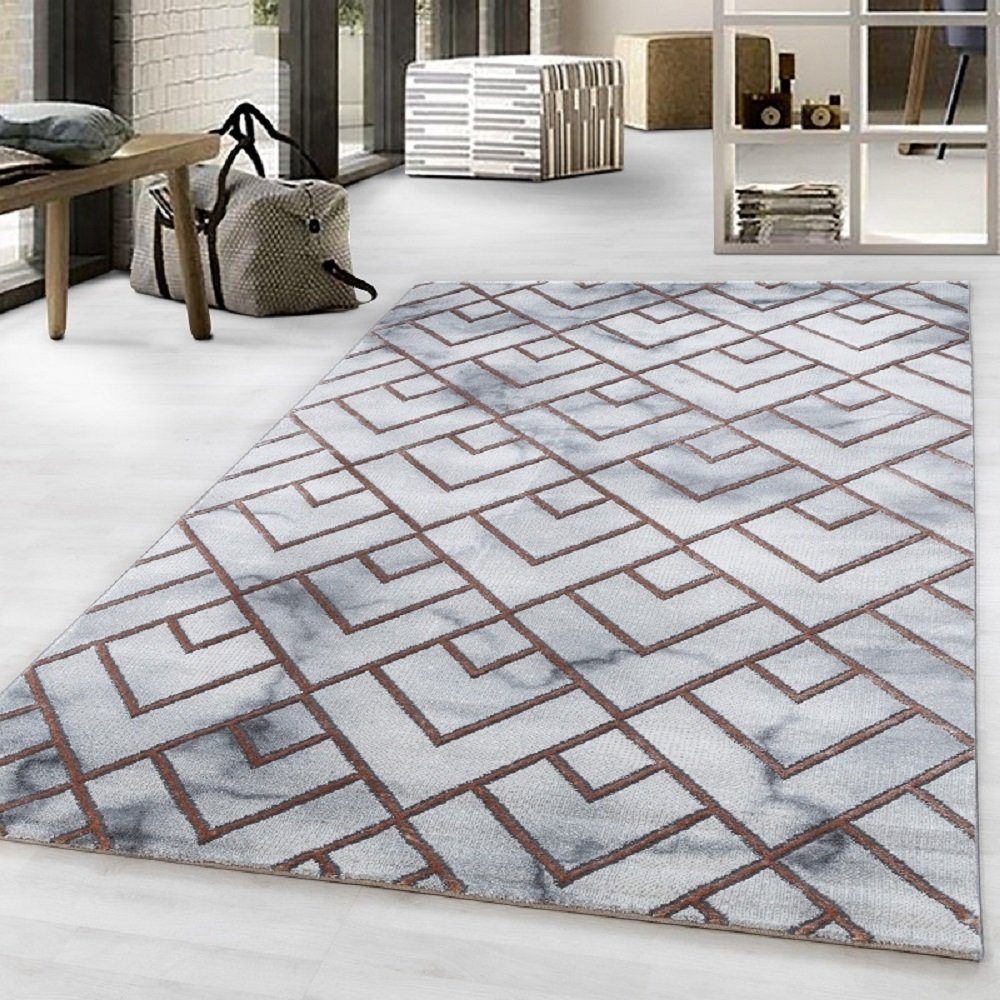Teppich exklusiver Teppich mit Marmoroptik, edel und modern, Giantore, rechteck Bronze