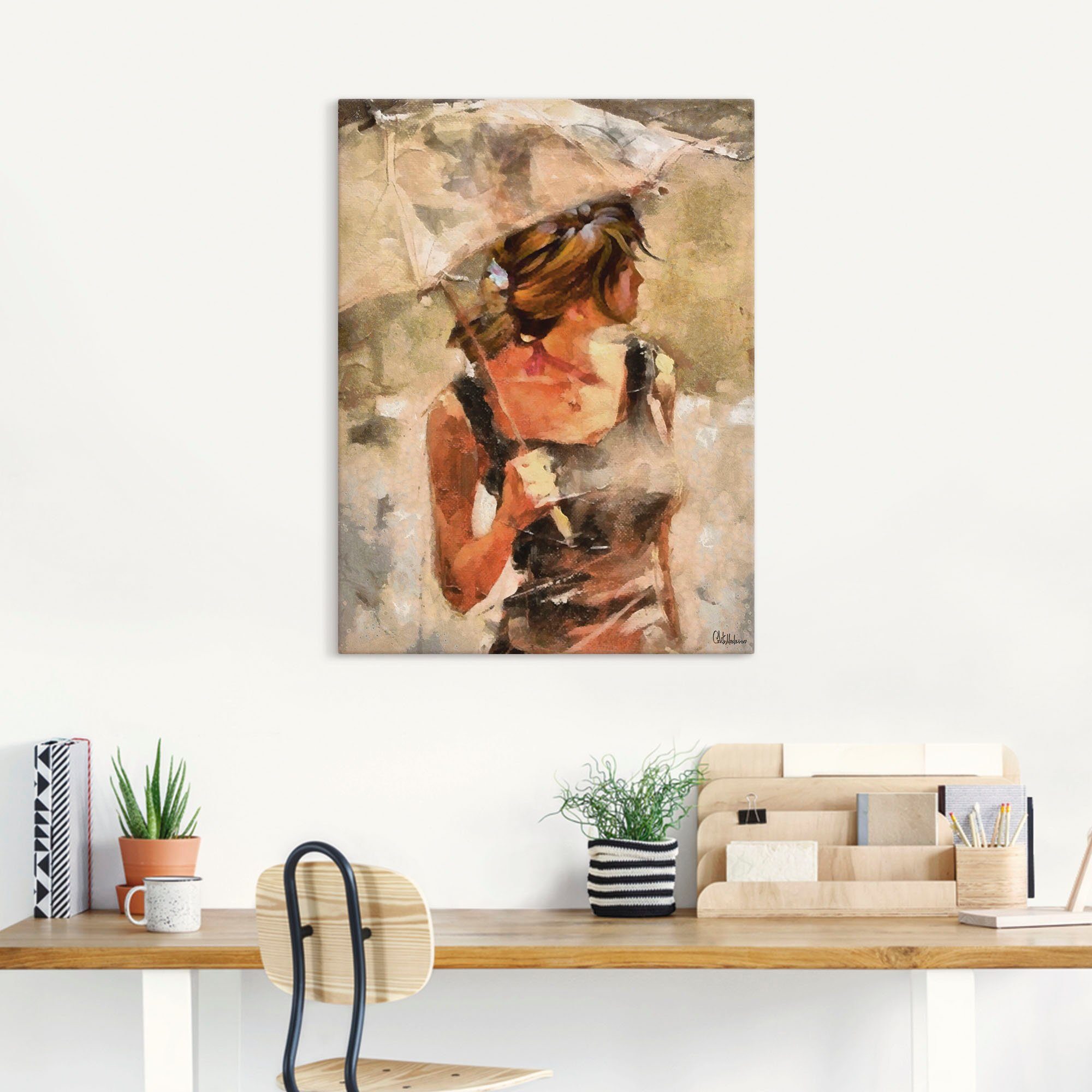 Regenschirm, in Poster Größen Lady Wandaufkleber Leinwandbild, Artland mit oder St), versch. Wandbild Portrait Alubild, als (1