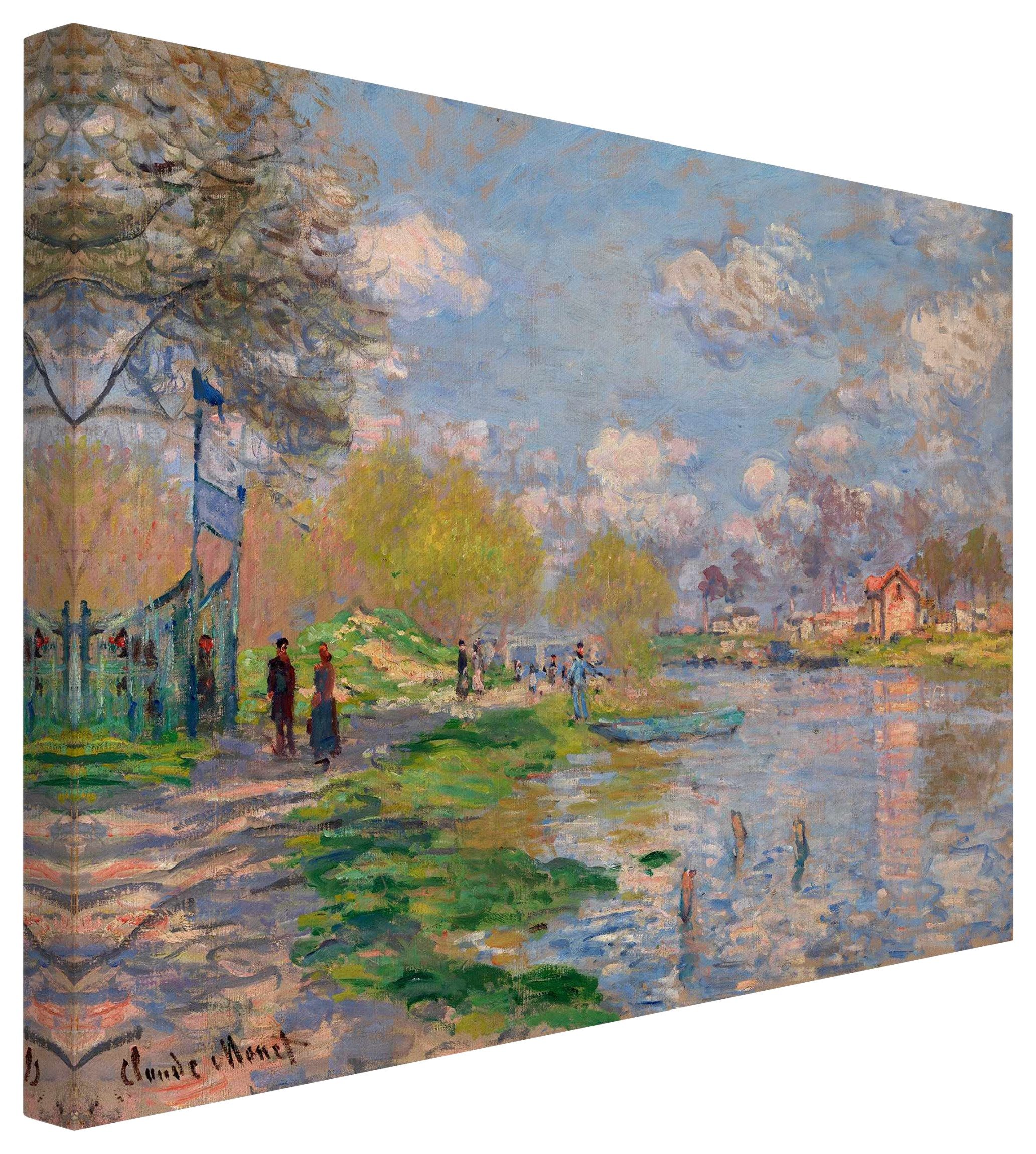 Bilderdepot24 Leinwandbild Kunstdruck Malerei Claude Monet Seine pastell Bild auf Leinwand XXL, Wohnzimmer Schlafzimmer Küche Flur Wandbild Kunstkopie Wanddeko Druck