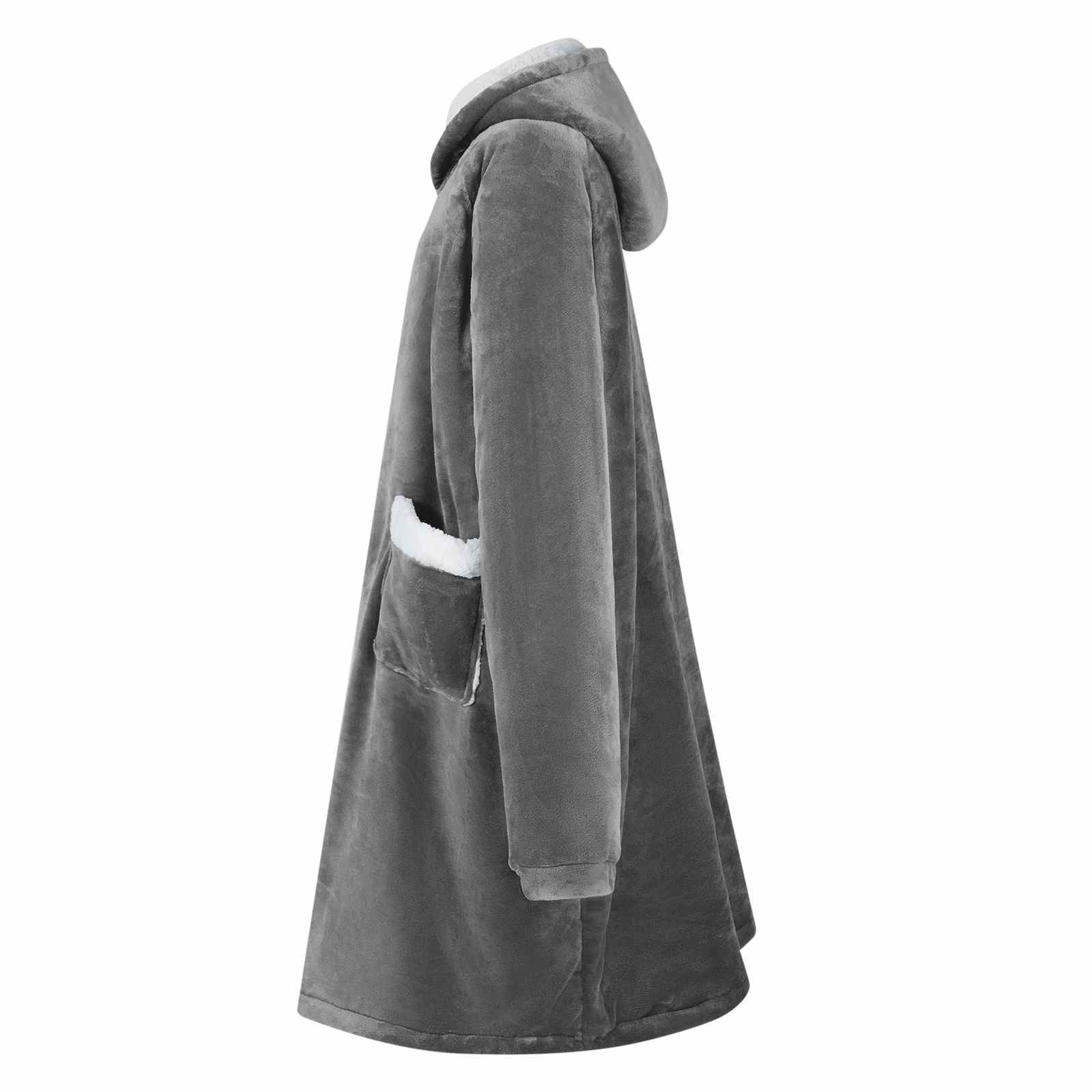 vidaXL Unisex-Bademantel Decken-Hoodie Dunkelgrau L Fleece und Flanell, Vlies