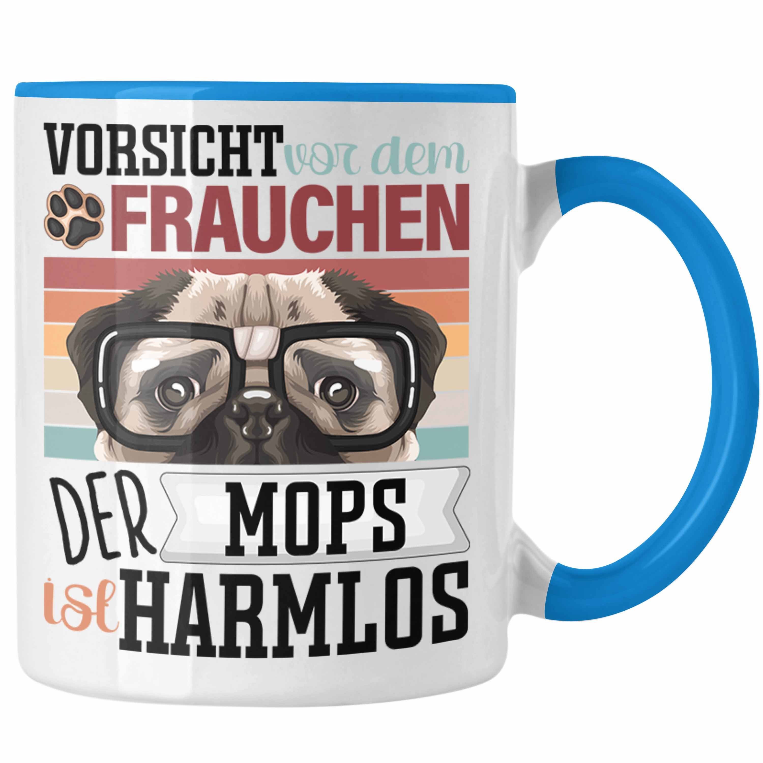 Trendation Tasse Mops Besitzerin Frauchen Tasse Geschenk Lustiger Spruch Geschenkidee V Blau