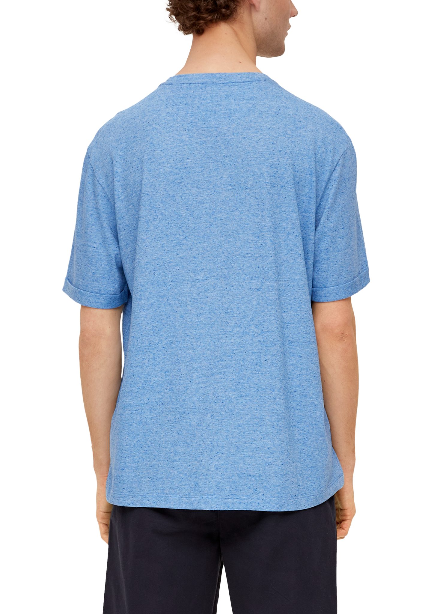 s.Oliver Kurzarmshirt Meliertes T-Shirt mit hellblau Frontprint