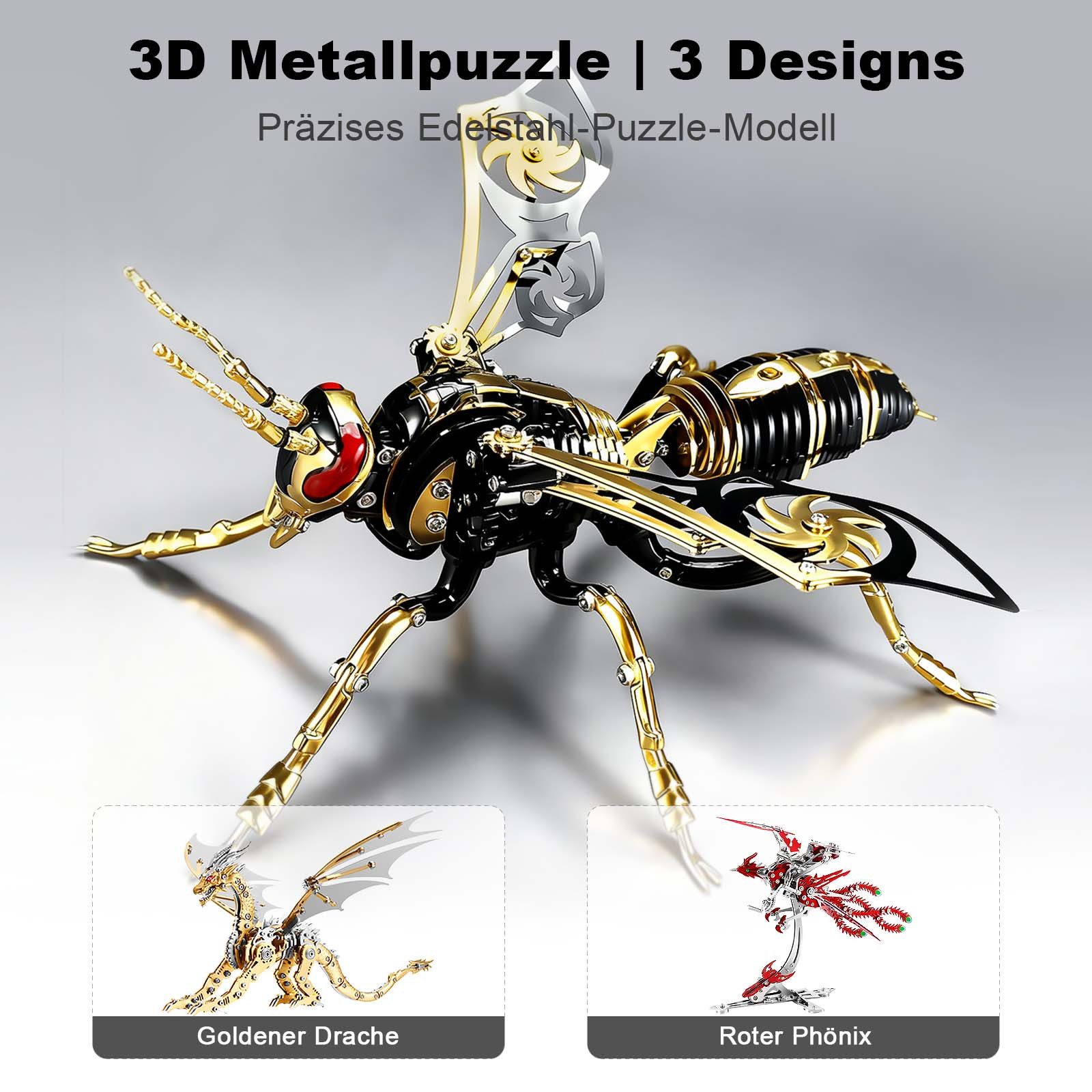 FANNOU 3D-Puzzle, 314 Puzzleteile, 3D Metallbausatz Insekt – Mechanische Biene, DIY Modell