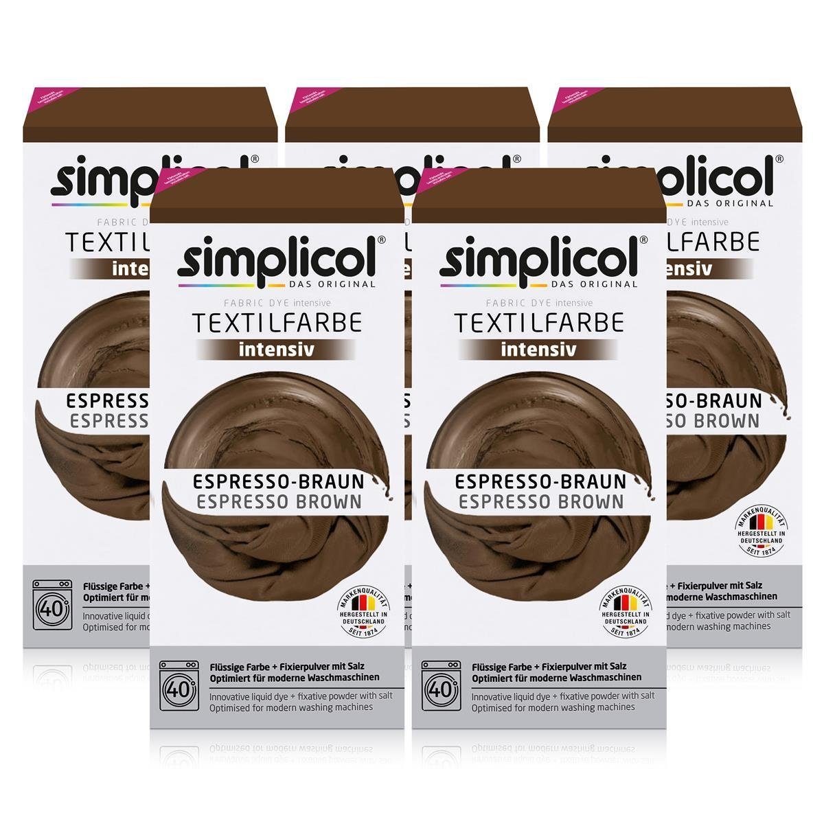 simplicol Textilfarbe Simplicol Textilfarbe intensiv Espresso-Braun - Einfaches Färben (5er