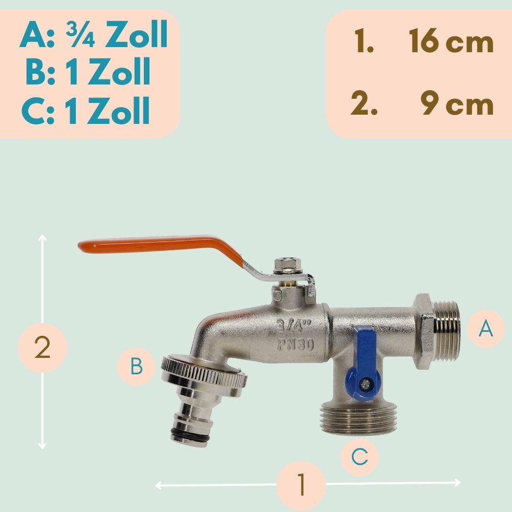 GarPet Kugelhahn 2er Set Garten Wasserhahn Kugelhahn 3/4" Doppelanschluss 3/4 Zoll