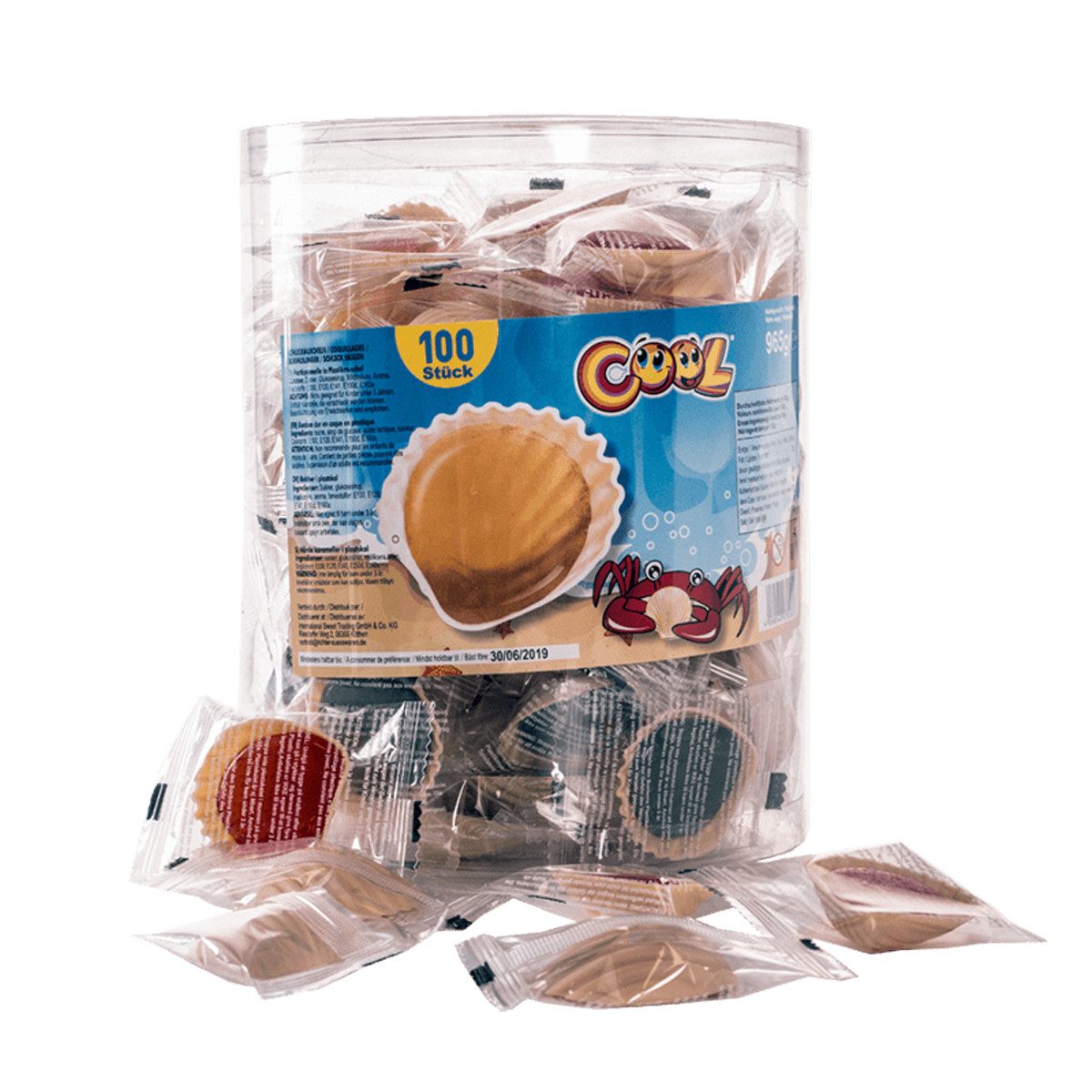 COOL Süßigkeit, Cool Schleckmuscheln Frucht und Cola Geschmack 4fach sortiert 965g