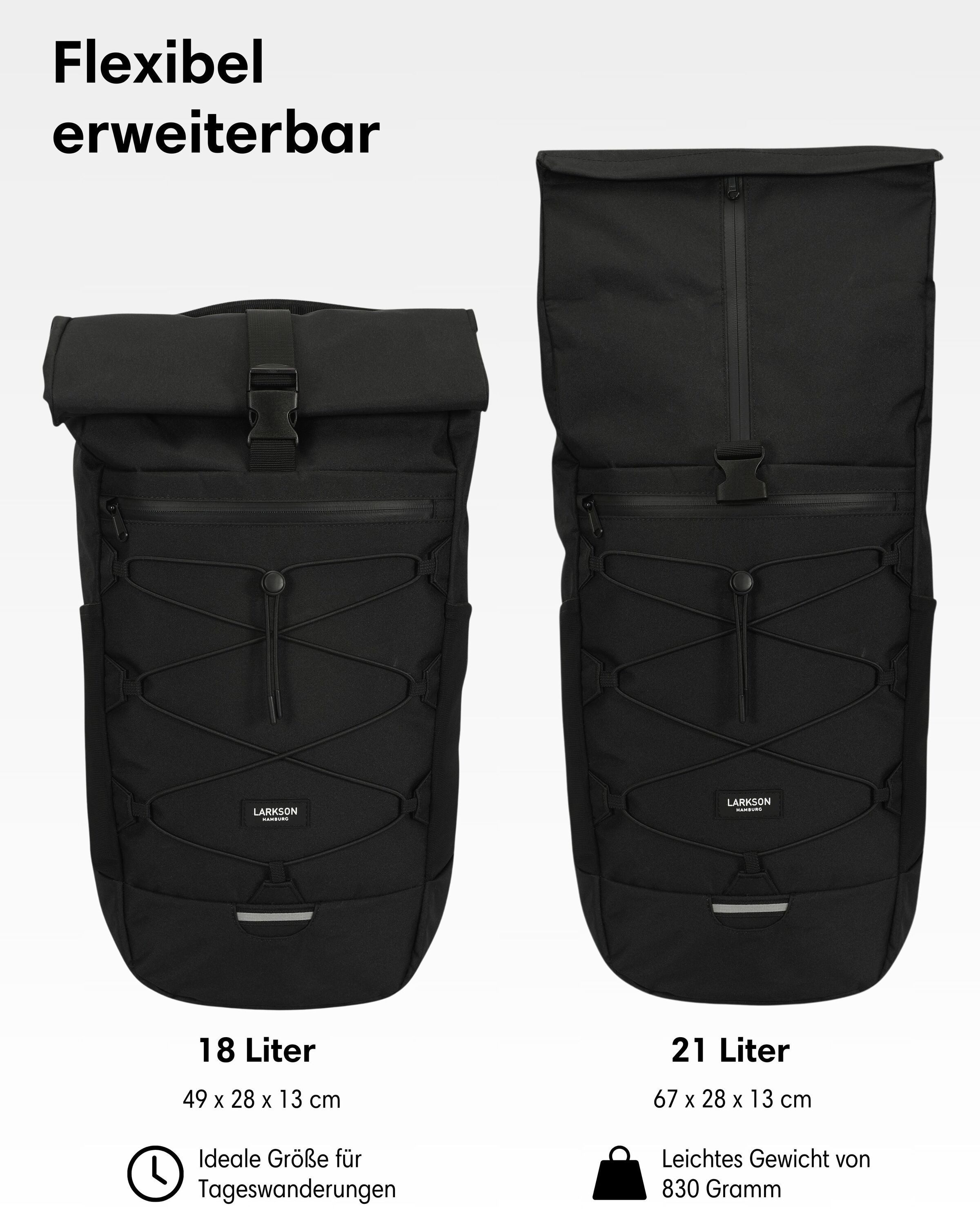 LARKSON Wanderrucksack Arvid Wanderrucksack mit Mesh-Polsterung (1-tlg), Trekkingrucksack 20L für Tagestouren, Abnehmbarer Hüftgurt