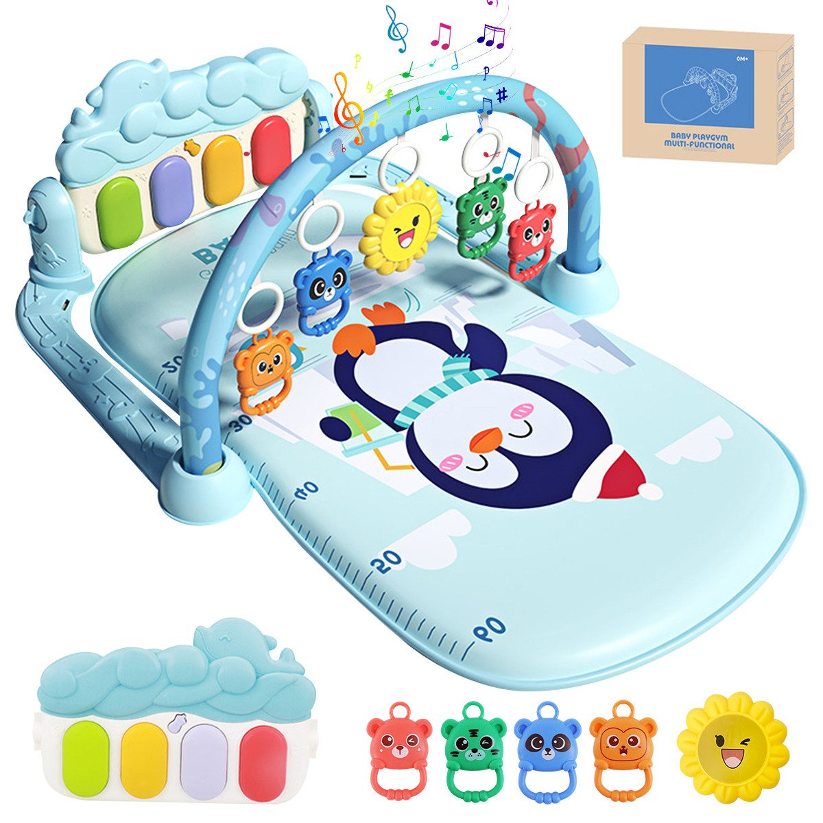 Baby Gym Spielbogen mit Baby Gym Spieldecke mit Spielzeug Musik & Lichtern
