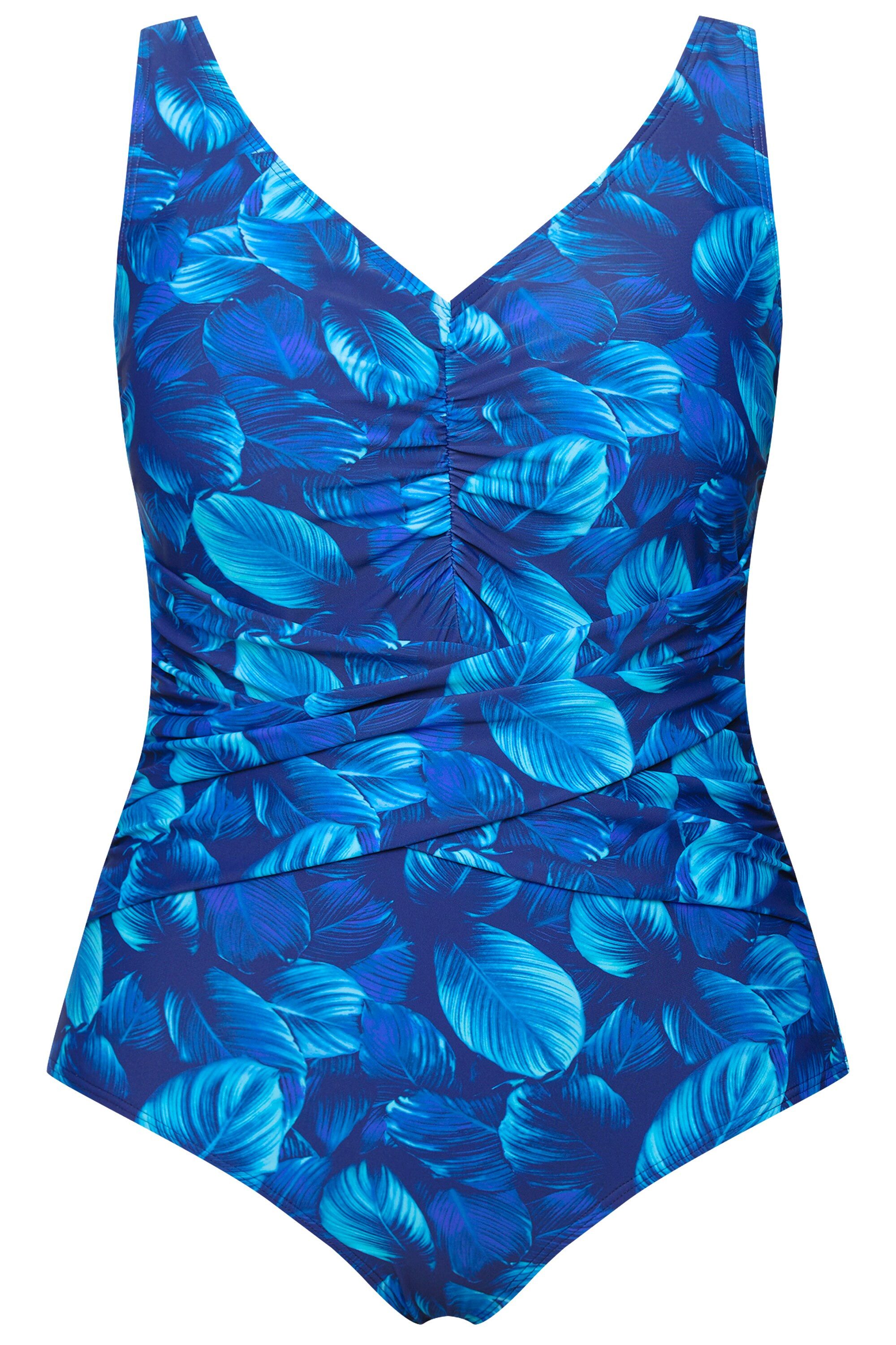 Ulla Popken Badeanzug Badeanzug Blätter Softcups V-Ausschnitt recycelt günstig online kaufen