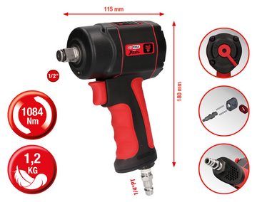 KS Tools Druckluft-Schlagschrauber, 9000 U/min, 1/2" THE miniDEVIL Hochleistungs, 1084 Nm