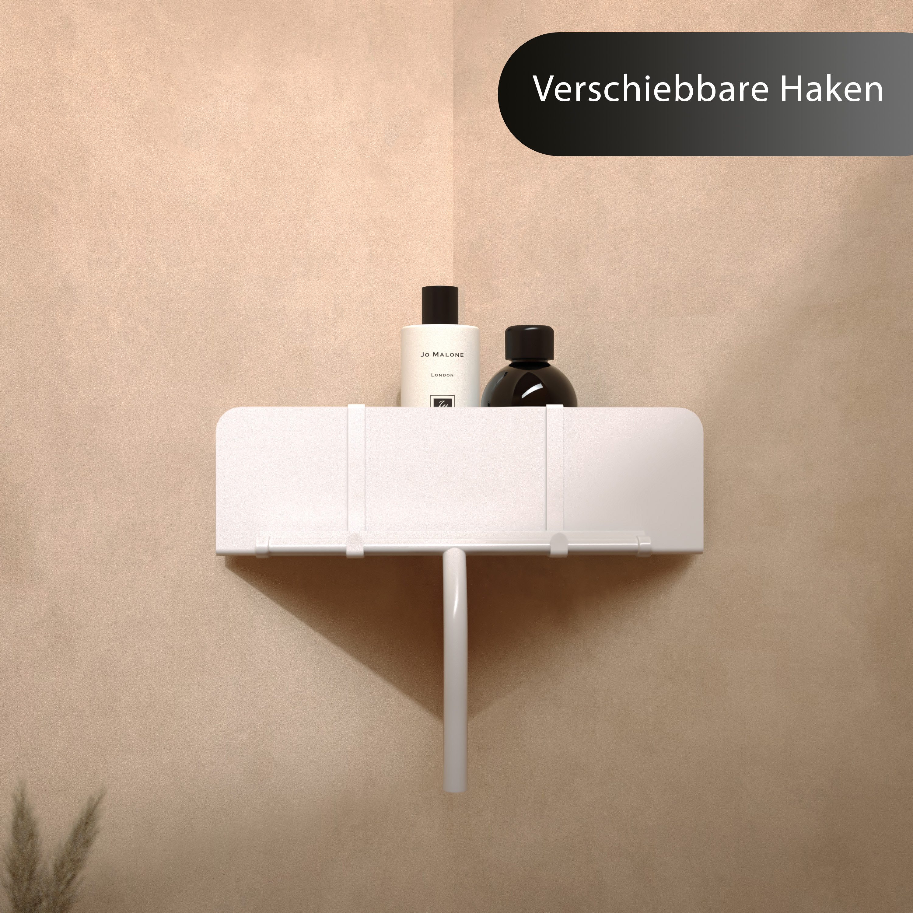 Dolvhin Duschablage ohne Bohren Ecke, Eckregal, Duschregal ecke ohne Bohren, Duschkorb, Badablage, Mit Wasser Ablaufrillen, Inkl. extra starkem Montage Klebeset