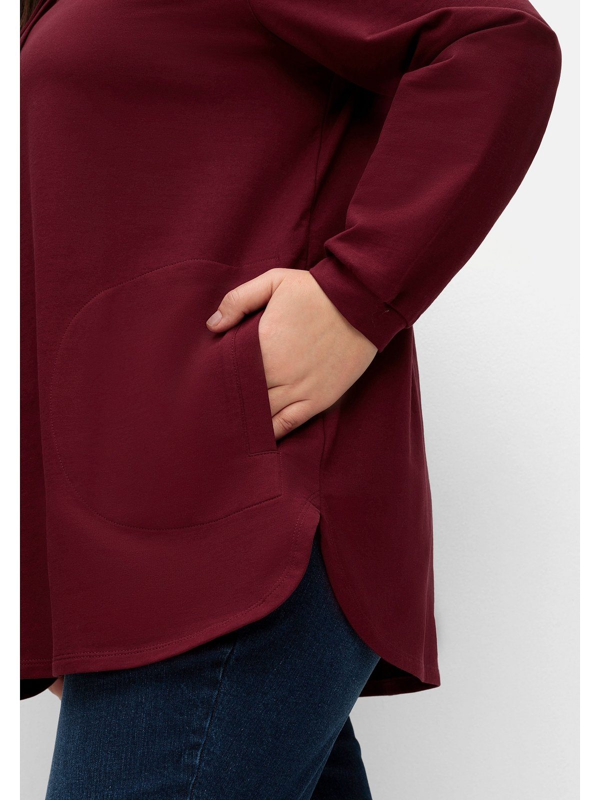 Sheego Sweatshirt Große Größen mit hohem Kragen und Tunnelzug