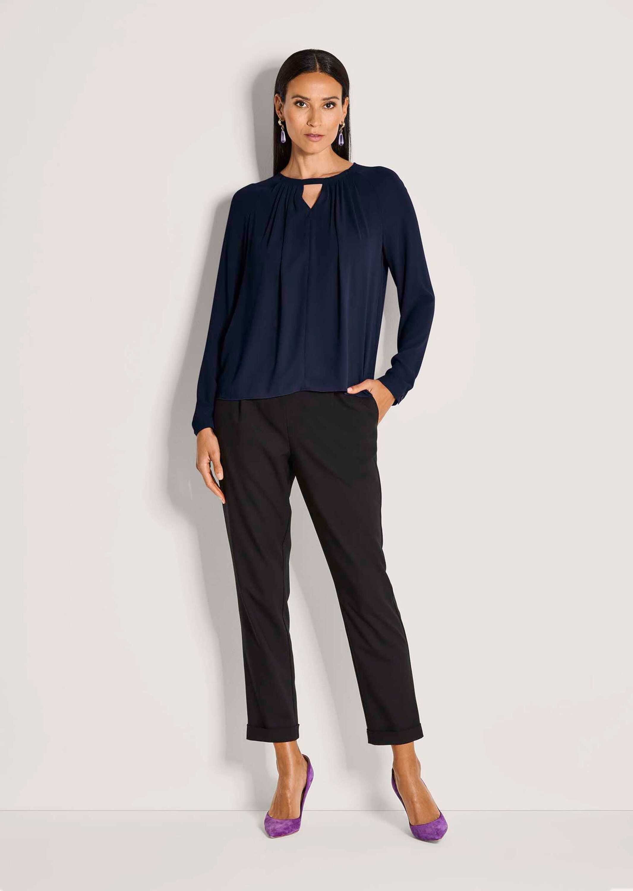 MADELEINE Langarmbluse Elegante Bluse mit V-Ausschnitt Zarte Falten mit sem günstig online kaufen