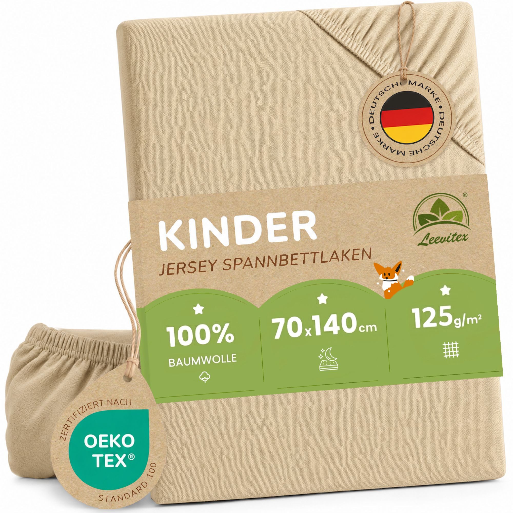 leevitex® Spannbettlaken in verschiedenen Größen und Farben, Jersey aus 100% Baumwolle, Jersey, Gummizug: rundum, (1 Stück), für Kinder- & Standardmatratzen, OEKO-TEX® STANDARD 100 zertifiziert