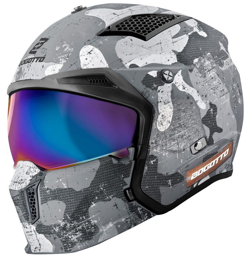 Bogotto Motorradhelm Radic Camo 22.06 Helm, Herausnehmbares Innenfutter,integriertes Sonnenvisier – Bild 5 von 5
