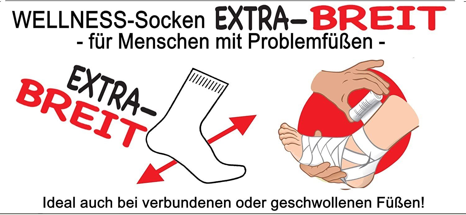FussFreunde Diabetikersocken 6 Paar Gesundheitssocken in Trichterform, EXTRA WEIT-BREIT