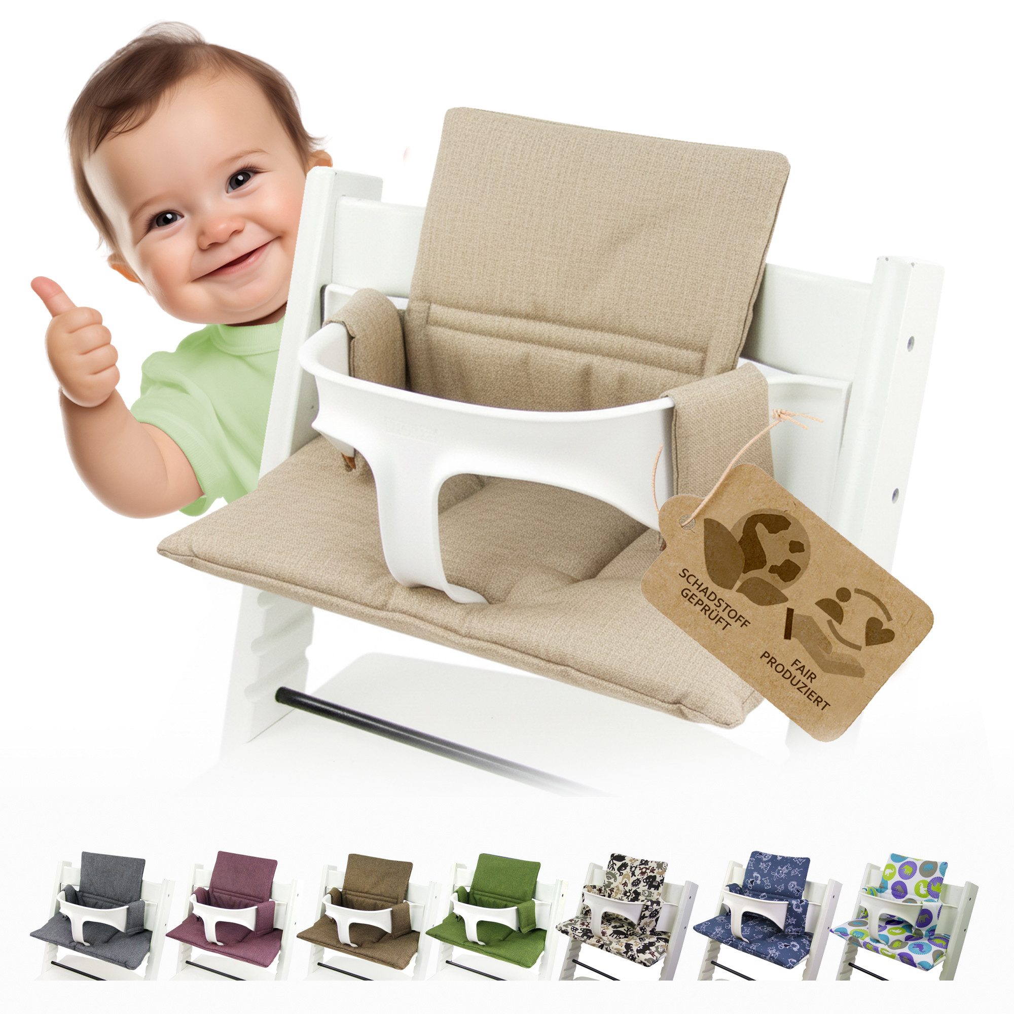 BambiniWelt by Rafael K. Hochstuhlauflage Ersatzbezug Bezug Sitzkissen kompatibel mit Stokke Tripp Trapp Mod. 2