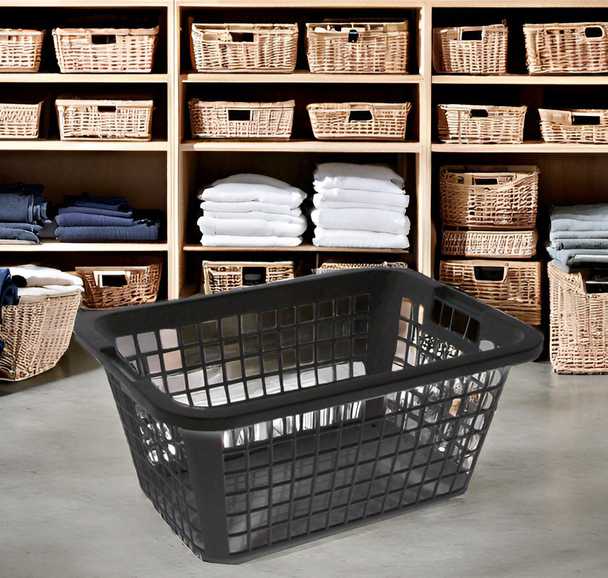 Ebaxx Wäschekorb 69 Liter Groß Wäschekorb Plastik Kunststoff Weiß Grau Anth günstig online kaufen