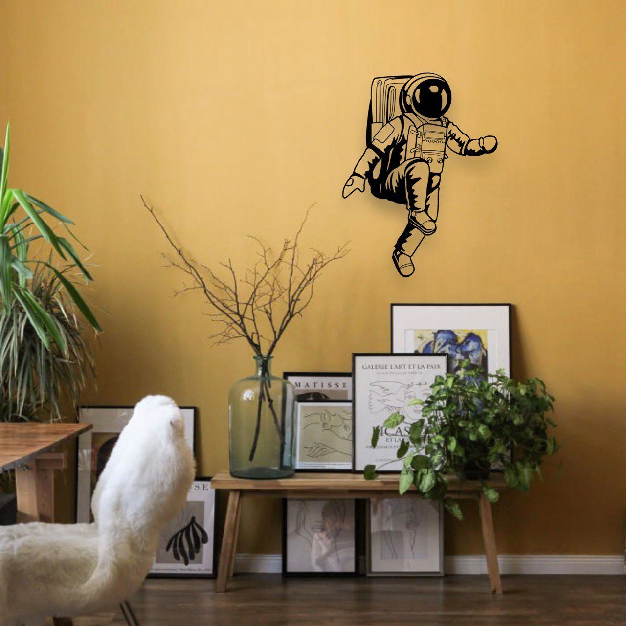WoodFriends Wandbild Wandbild aus Holz Austronaut Spaceman Raumfahrer zum Aufkleben, Deko Wandkunst Geburtstagsgeschenk Kinderzimmer Bürokunst Weltall