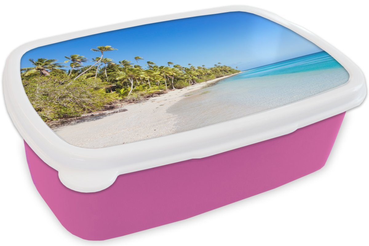 (2-tlg), Lunchbox Kunststoff Kinder, rosa Strand - Snackbox, Brotbox Fidschi, MuchoWow - für Pflanzen Kunststoff, Mädchen, Brotdose Erwachsene,