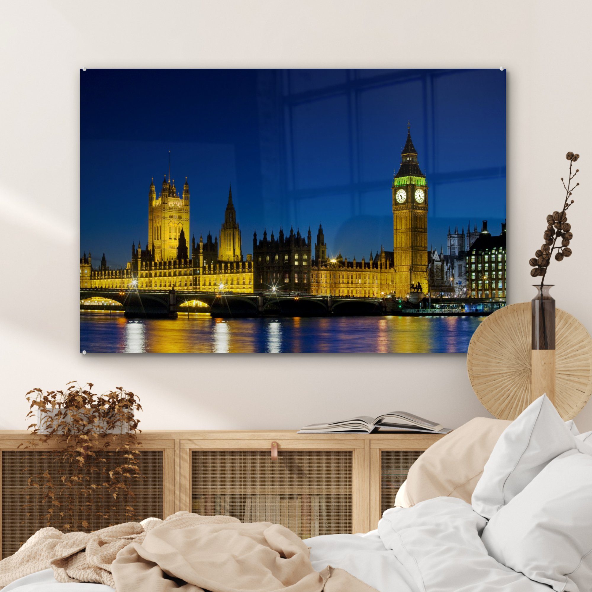 beleuchtet, bei Acrylglasbilder St), Ben Wohnzimmer Schlafzimmer MuchoWow (1 Acrylglasbild & Big in London Nacht
