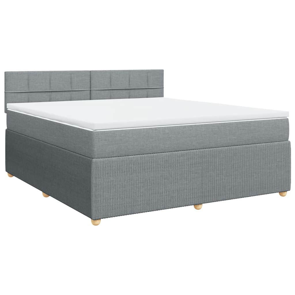 Bett Boxspringbett mit Matratze Hellgrau 180x200 cm Stoff