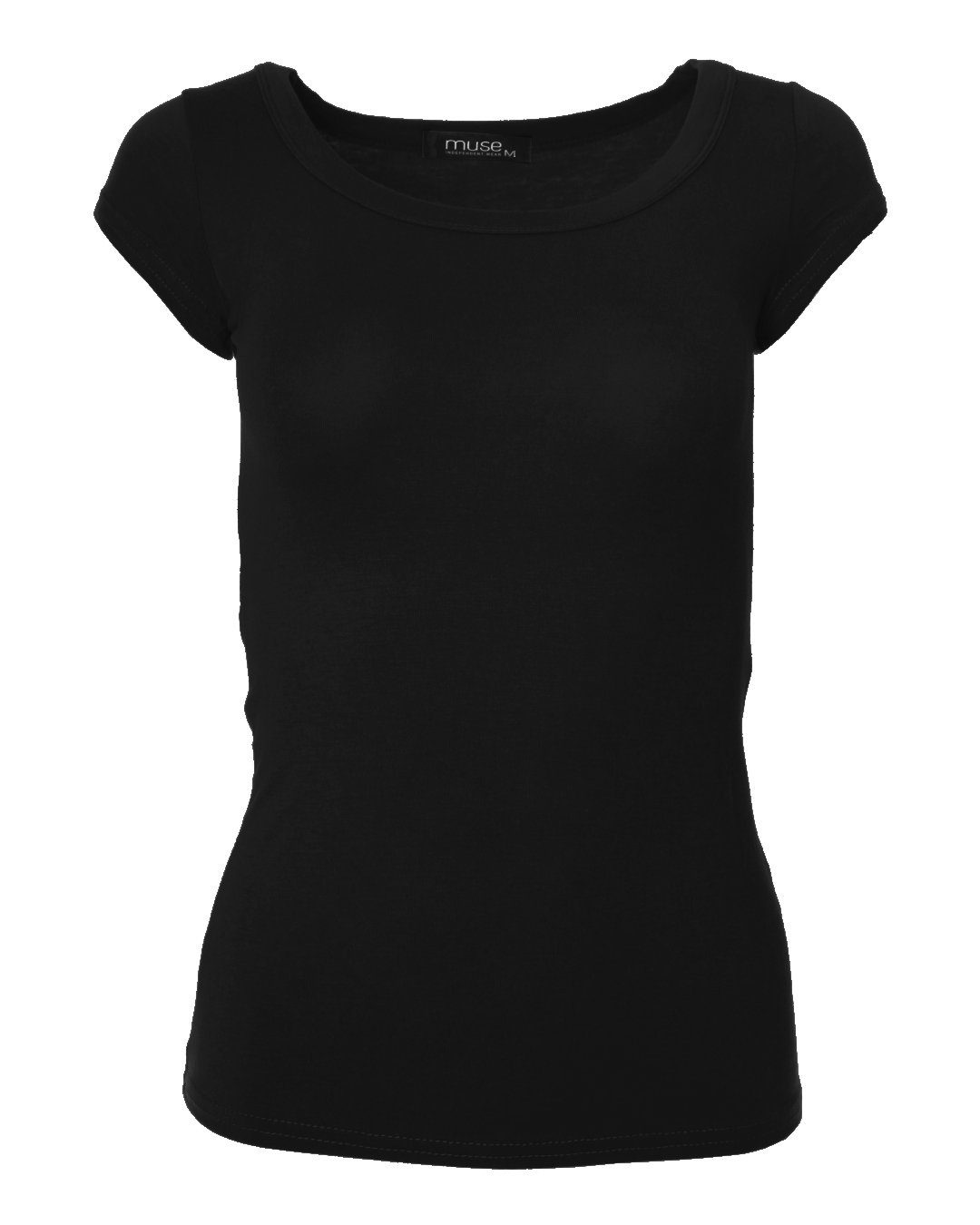 Muse T-Shirt Basic Kurzarm T-Shirt Skinny Fit 1001 schwarz
