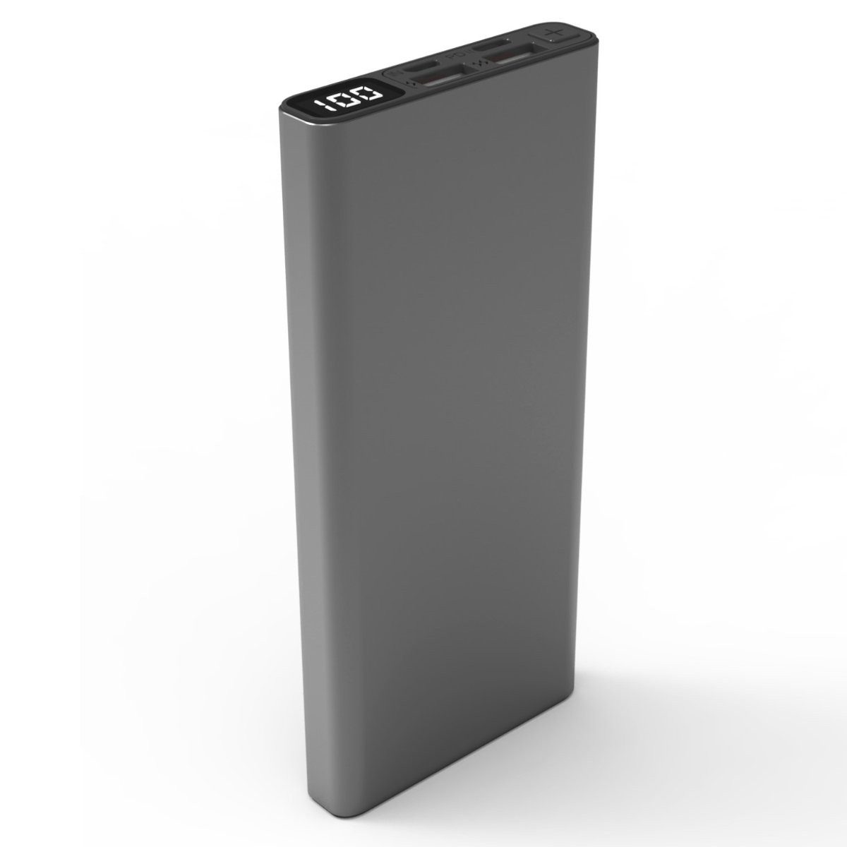 Qualo QUALO Powerbank 10000 mAh mit LED 23W grau QPB10-LD-23-18 Powerbank