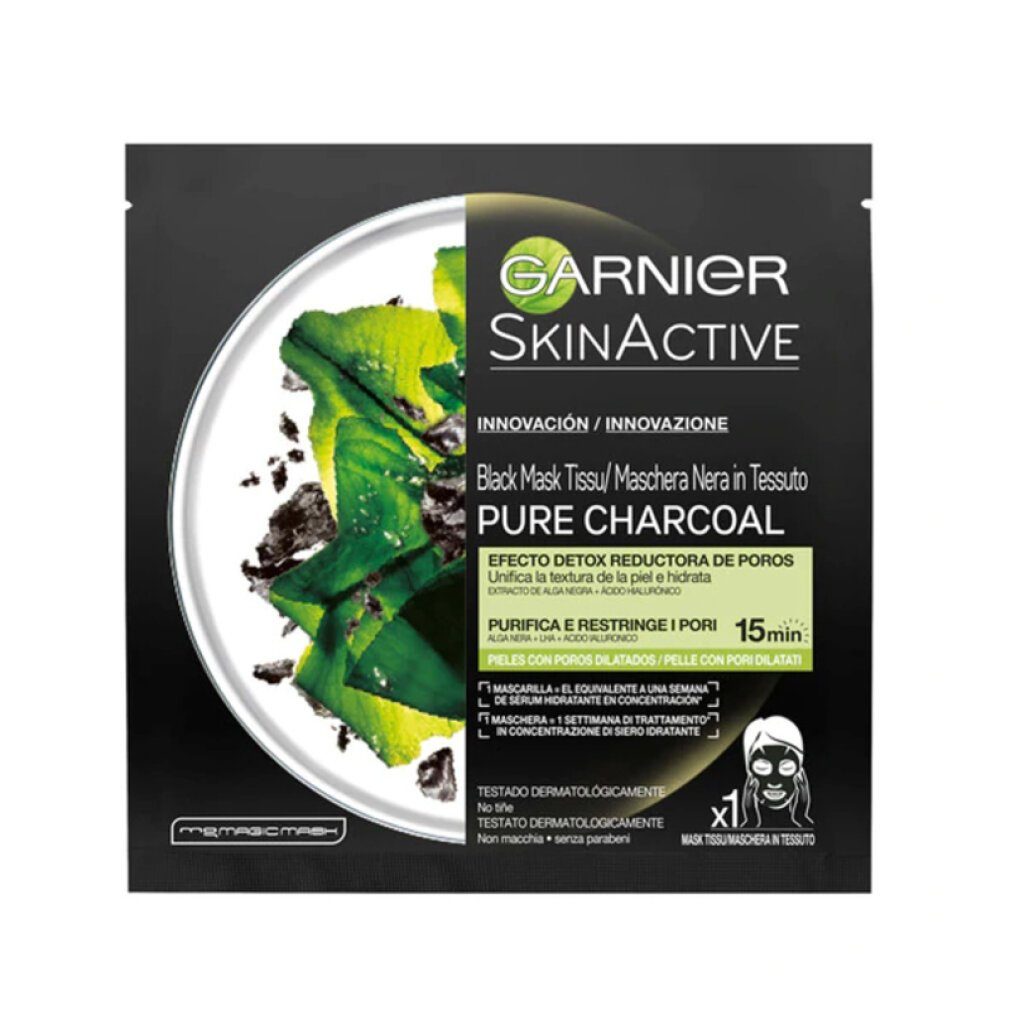 GARNIER Gesichtsmaske SkinActive Black Mask Tissu Pure Charcoal 1 Unit