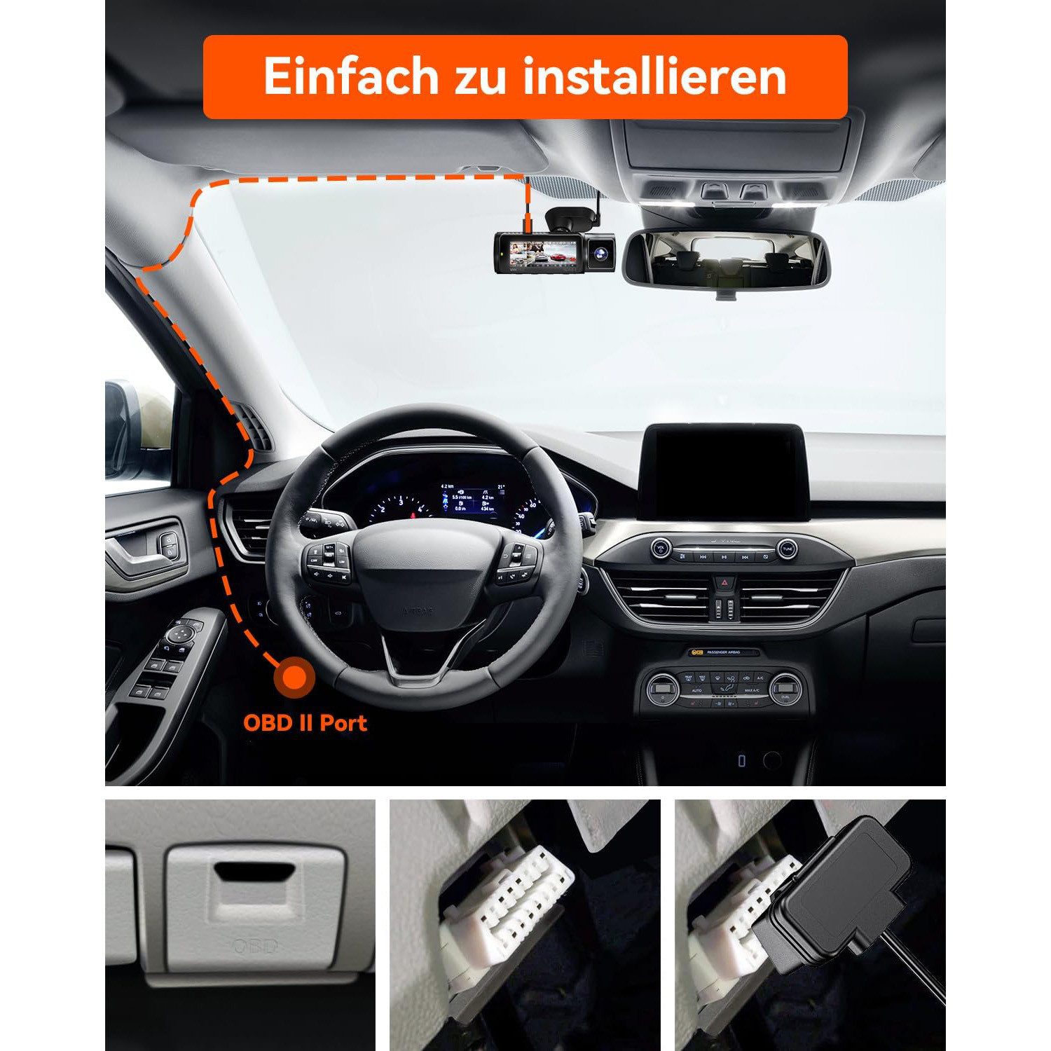 FOSMET Spannungswandler OBD Hardwire Kit mit USB C Port, Unterspannungsschutz & 24H Parkmodus, (Dashcam Auto 12V-24V auf DC 5V 3A Auto Dash Ladegerät Netzkabel) – Bild 5 von 5