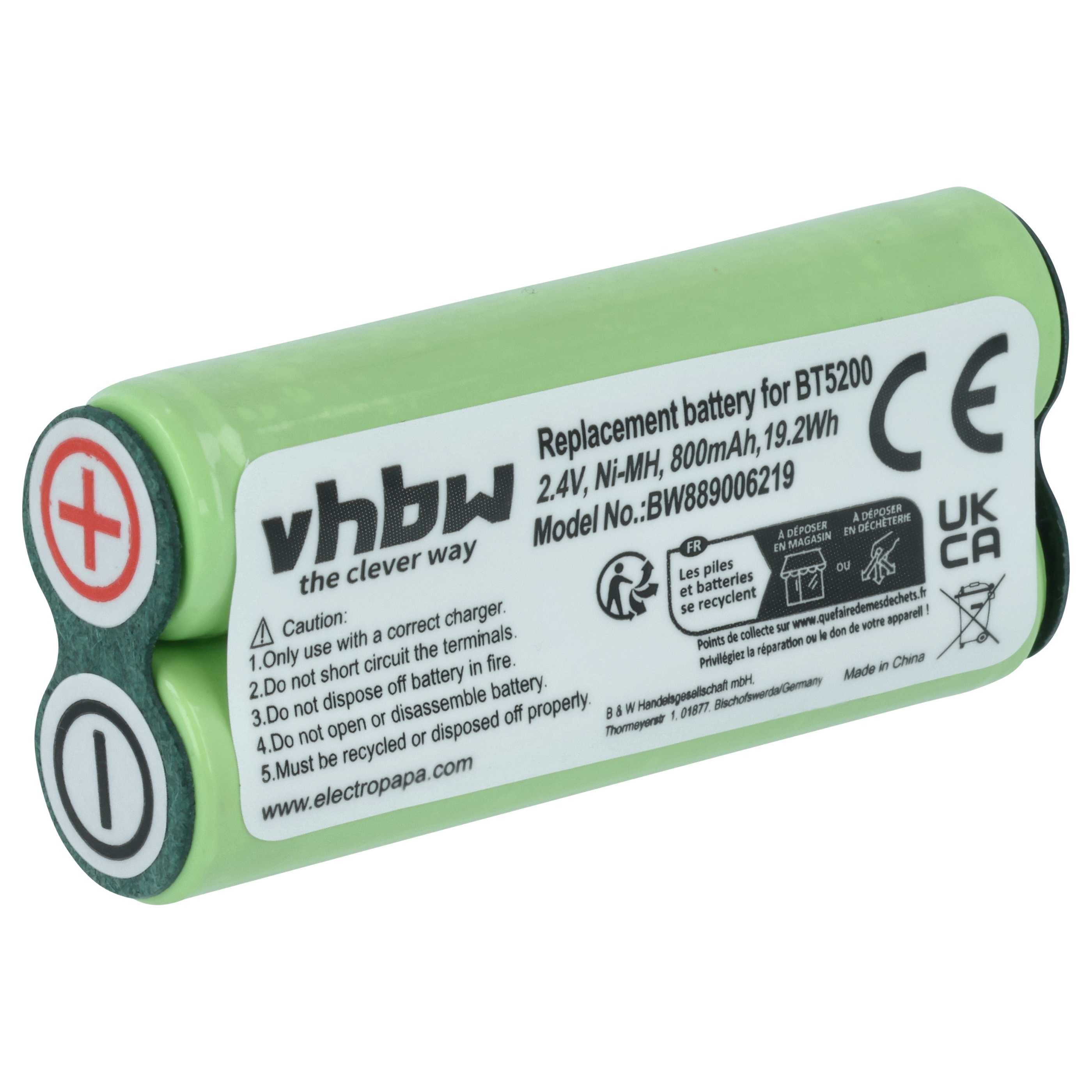 vhbw Akku passend für Philips 7886XL, 7887XL, 7867XL, 7885XL, 7865XL, Akku Akku NiMH 800 mAh (2,4 V, 1 St), Leistungsfähiger Austausch-Akku für Rasierer oder Trockenrasierer
