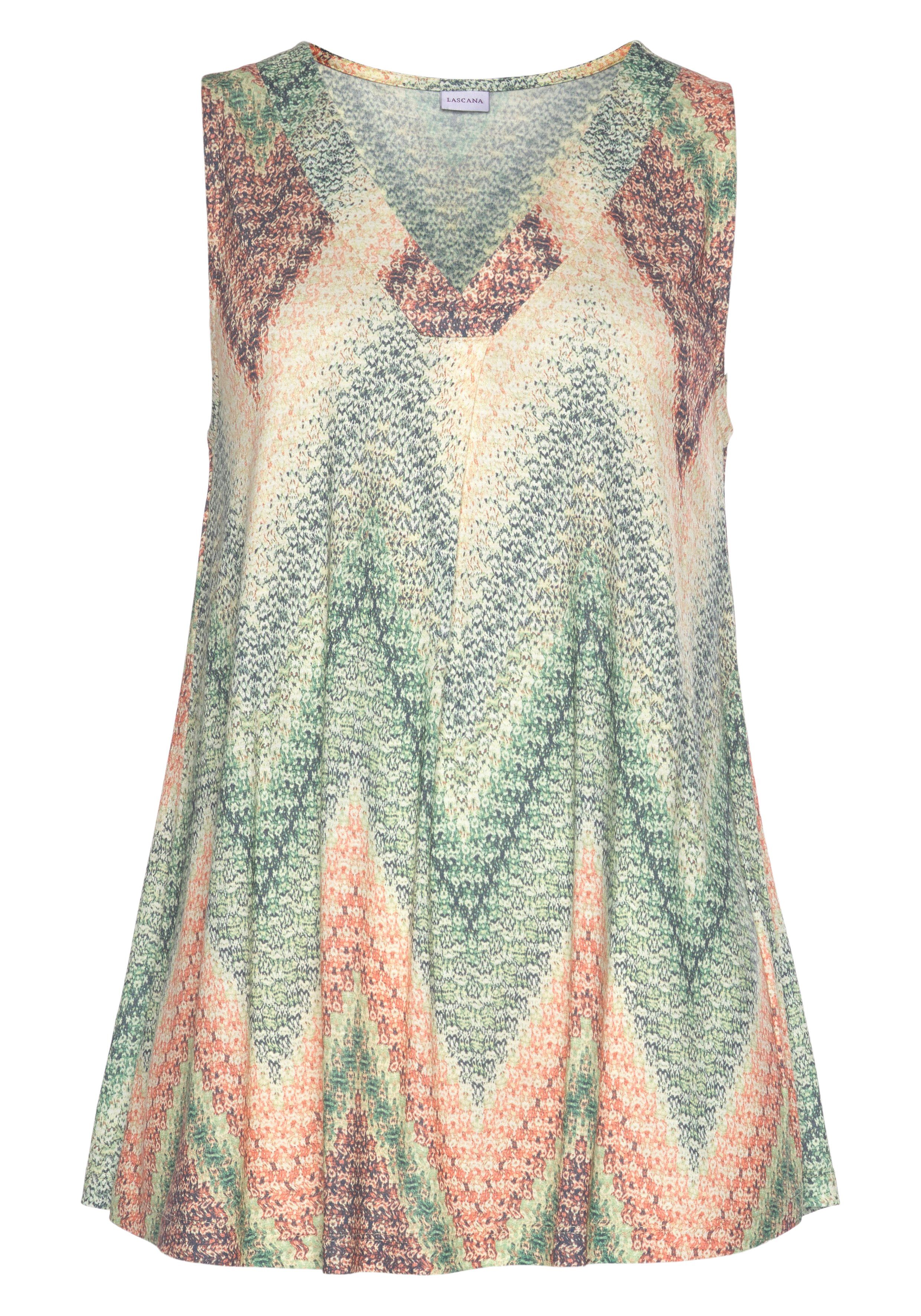 LASCANA Tanktop mit Alloverprint und V-Ausschnitt, günstig online kaufen