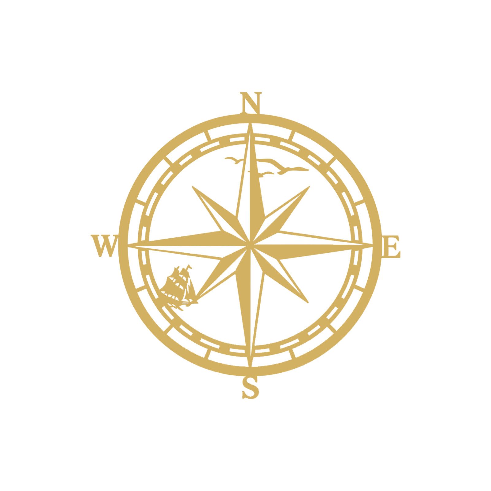 Jumpeak Wanddekoobjekt Wanddekoration mit Kompass, Segelschiff, Seevogel, Sternenstrahlen, Metall, 4 Farben, 1 Größen, Wanddekoration für das Wohnzimmer,Freiheit