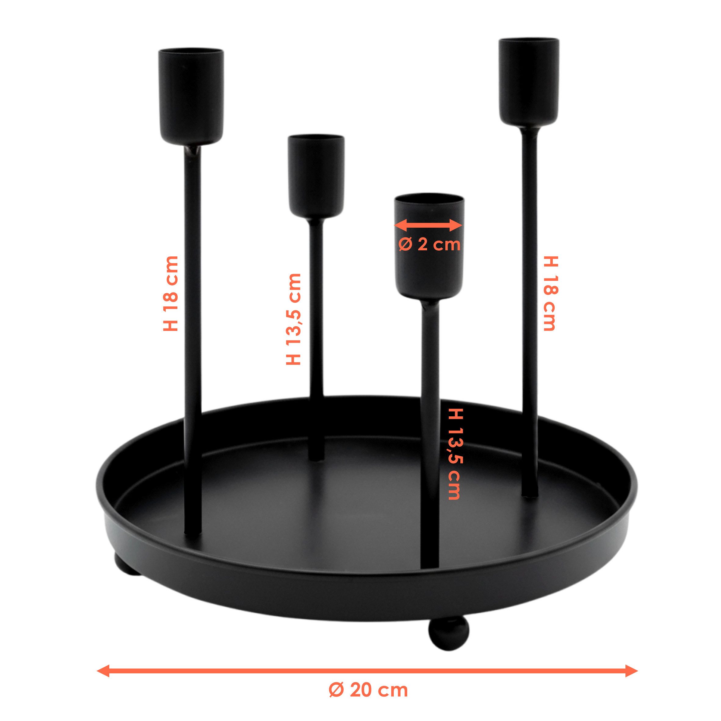 Spetebo Adventsleuchter Metall Kerzenständer schwarz rund für 4 Stabkerzen günstig online kaufen