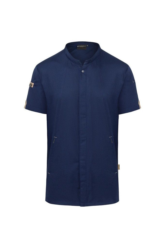 Karlowsky Fashion Kochjacke KARLOWSKY Herren Kochjacke GREEN Kurzarm Modern Fit Stahlblau