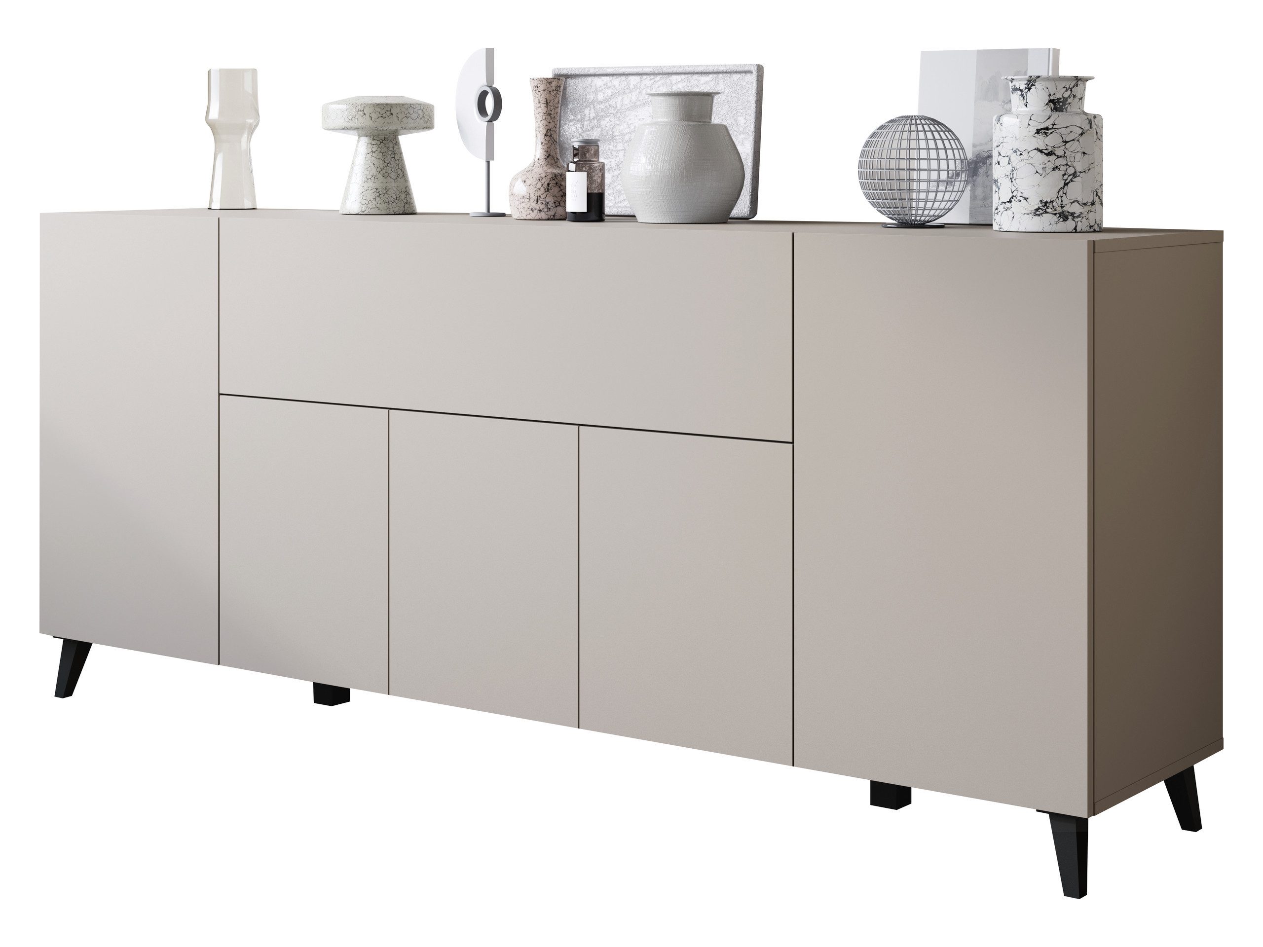 MIRJAN24 Kommode Phuket 180 (mit fünf Drehtüren und Klappe), Bremsklappenhalter, 180x38x76 cm