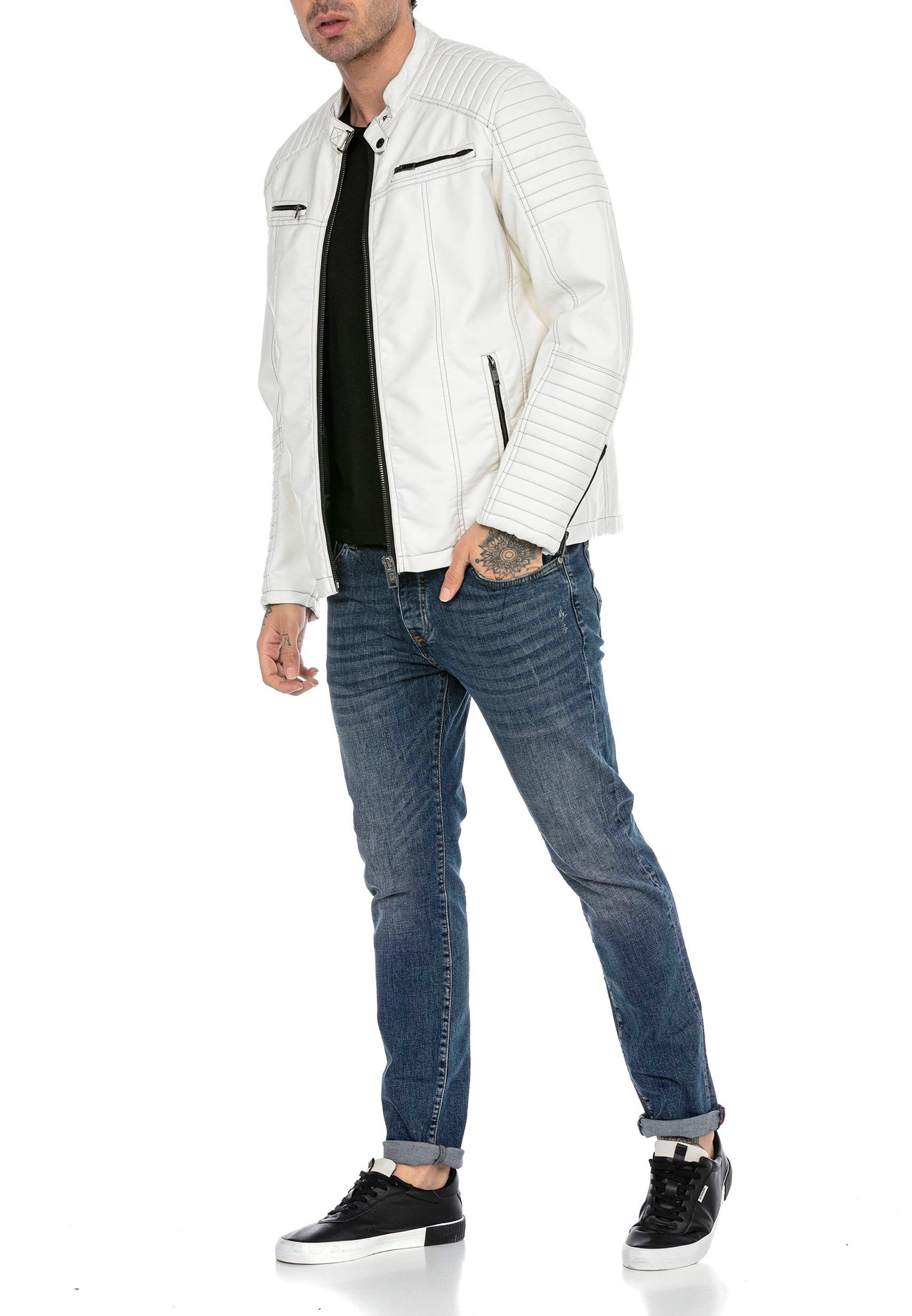 RedBridge Lederimitatjacke Urban Bikerjacke Steppjacke Kunstleder Schwarz S günstig online kaufen