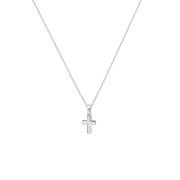 SCHOSCHON Kette mit Anhänger Halskette Kreuz Anhänger mini 12 mm 925 Silber rhodiniert, Geschenk Mädchen Konfirmation Firmung Kommunion