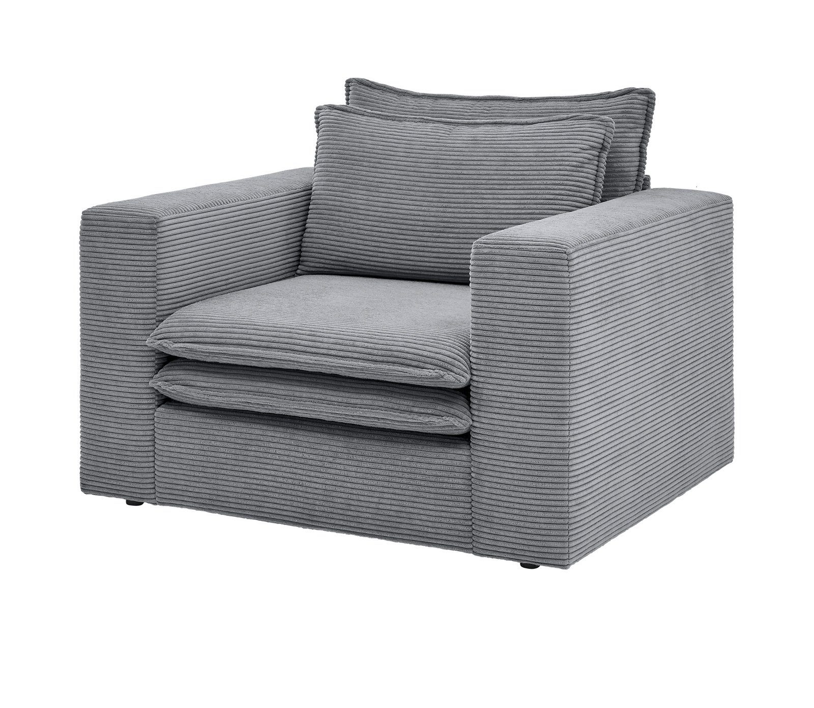 Furn.Design Loungesessel Pesaro (Polstersessel mit Cordbezug, Breite 110 cm), wahlweise mit Hocker