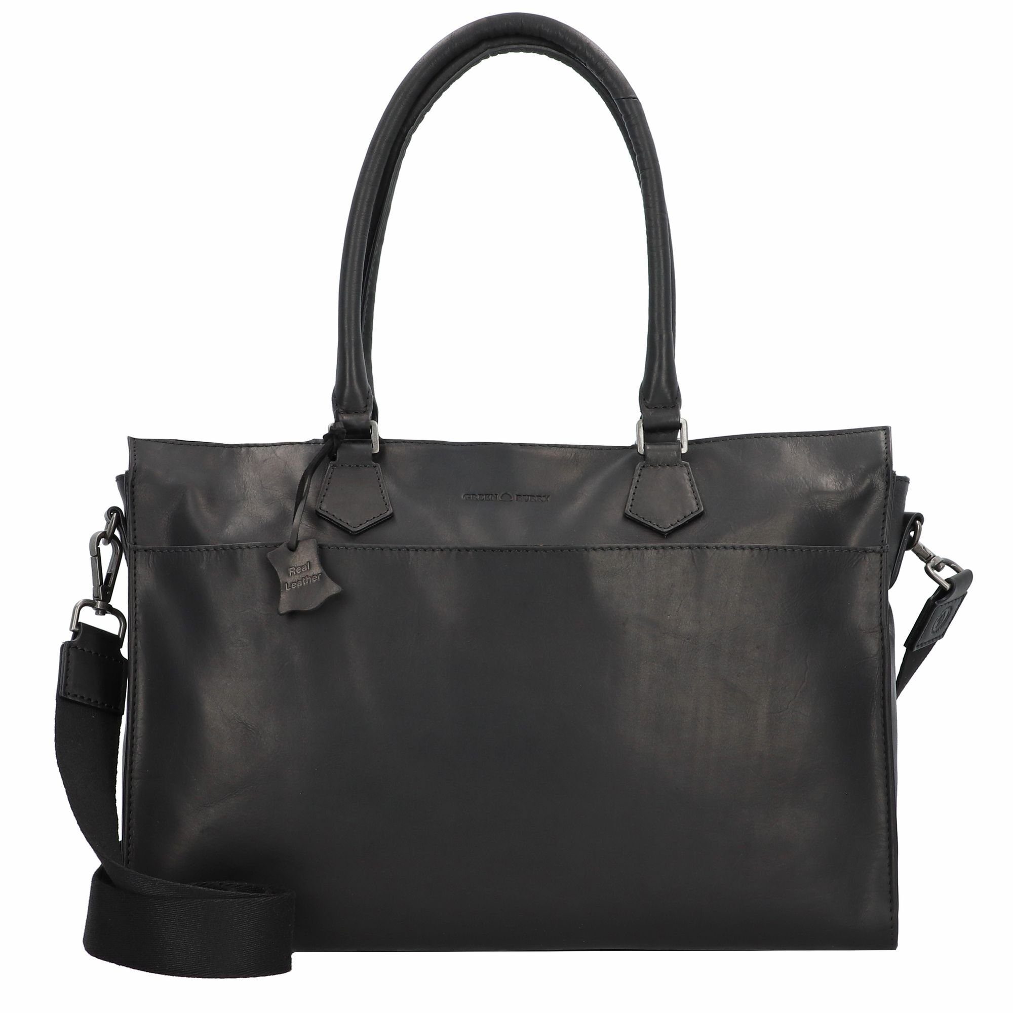 Greenburry Schultertasche Pure Black, Leder