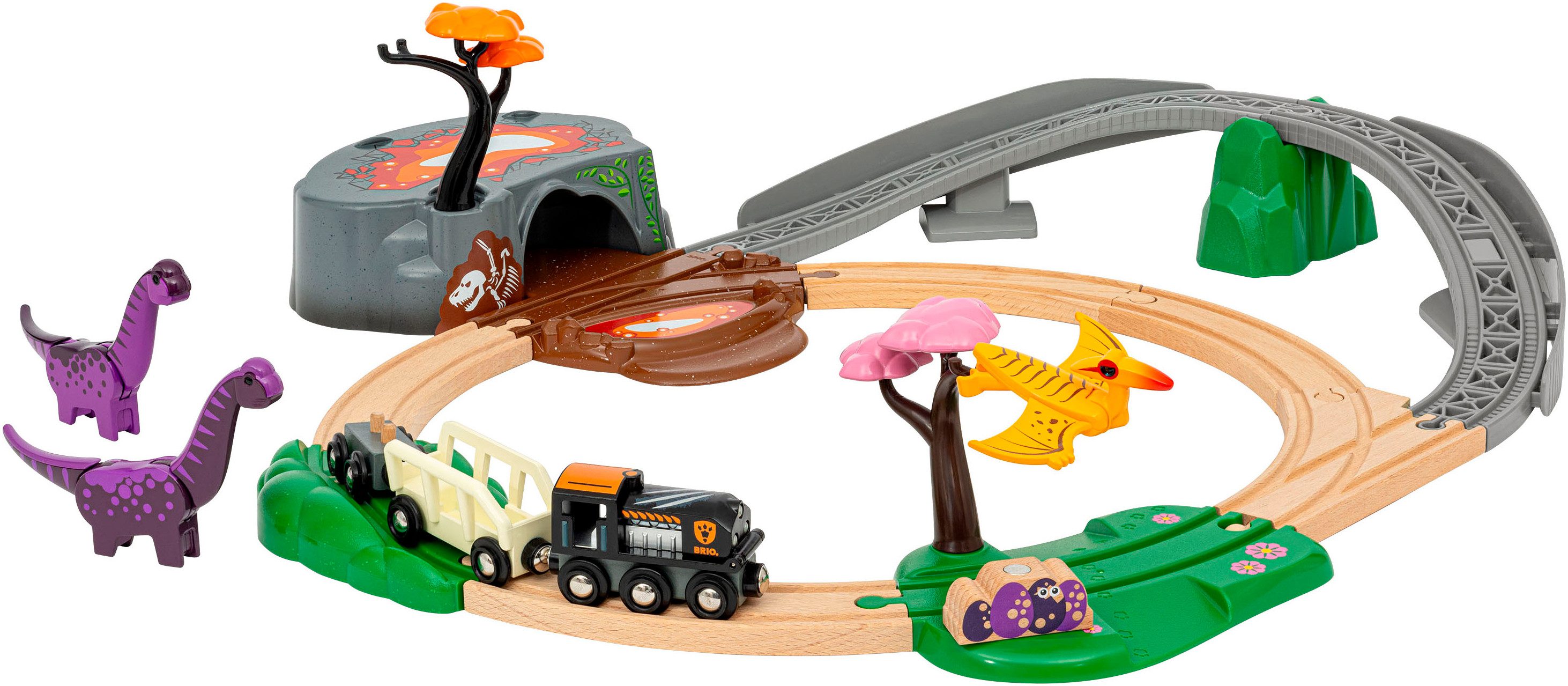 BRIO® Spielzeugeisenbahn-Erweiterung BRIO® WORLD, Dinosaurier Abenteuer-Set, (Set, 21-tlg)