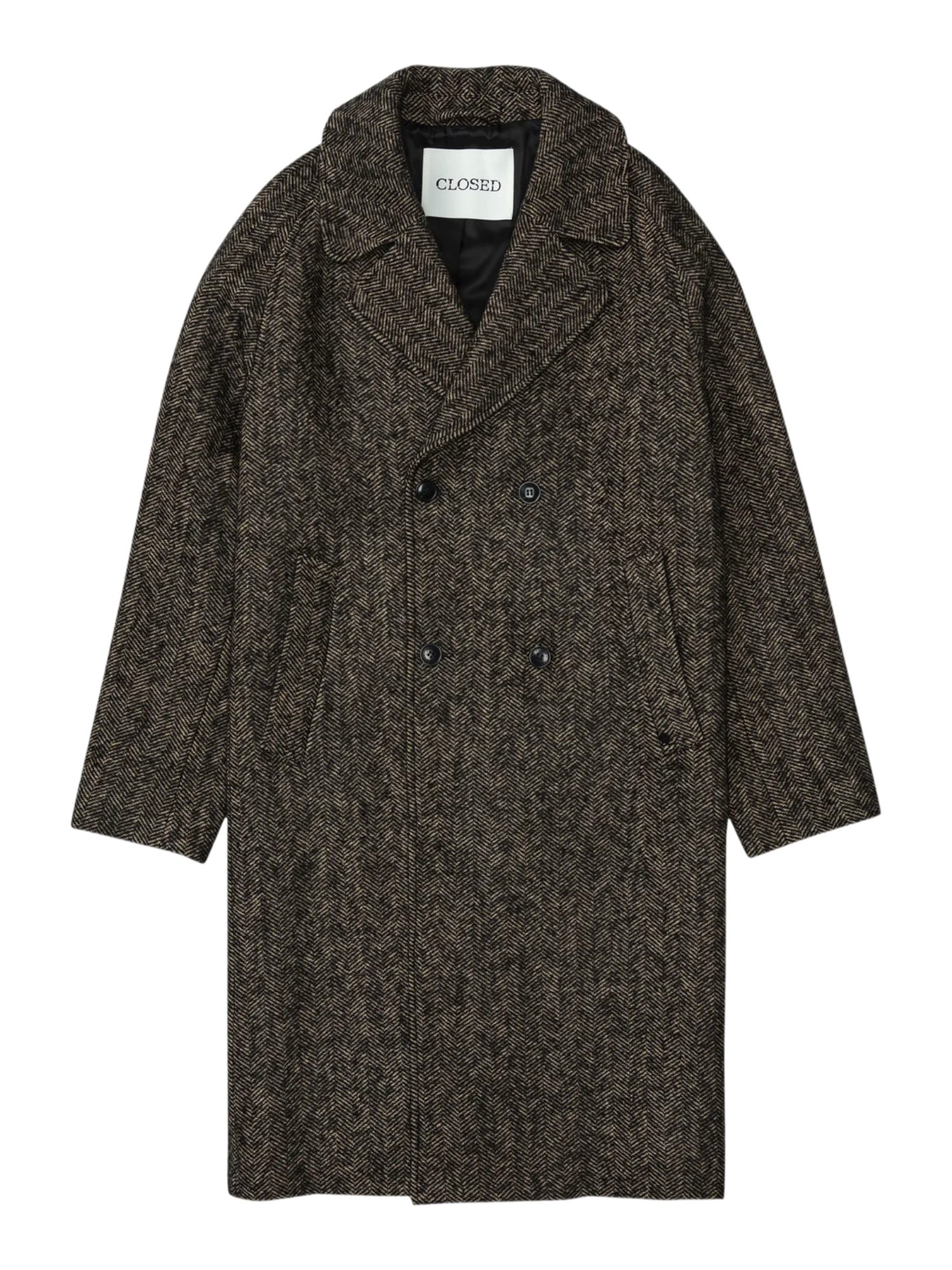 CLOSED Funktionsjacke schwarz,Outdoor,Wolle,Reverskragen,Lang,Relaxed Fit