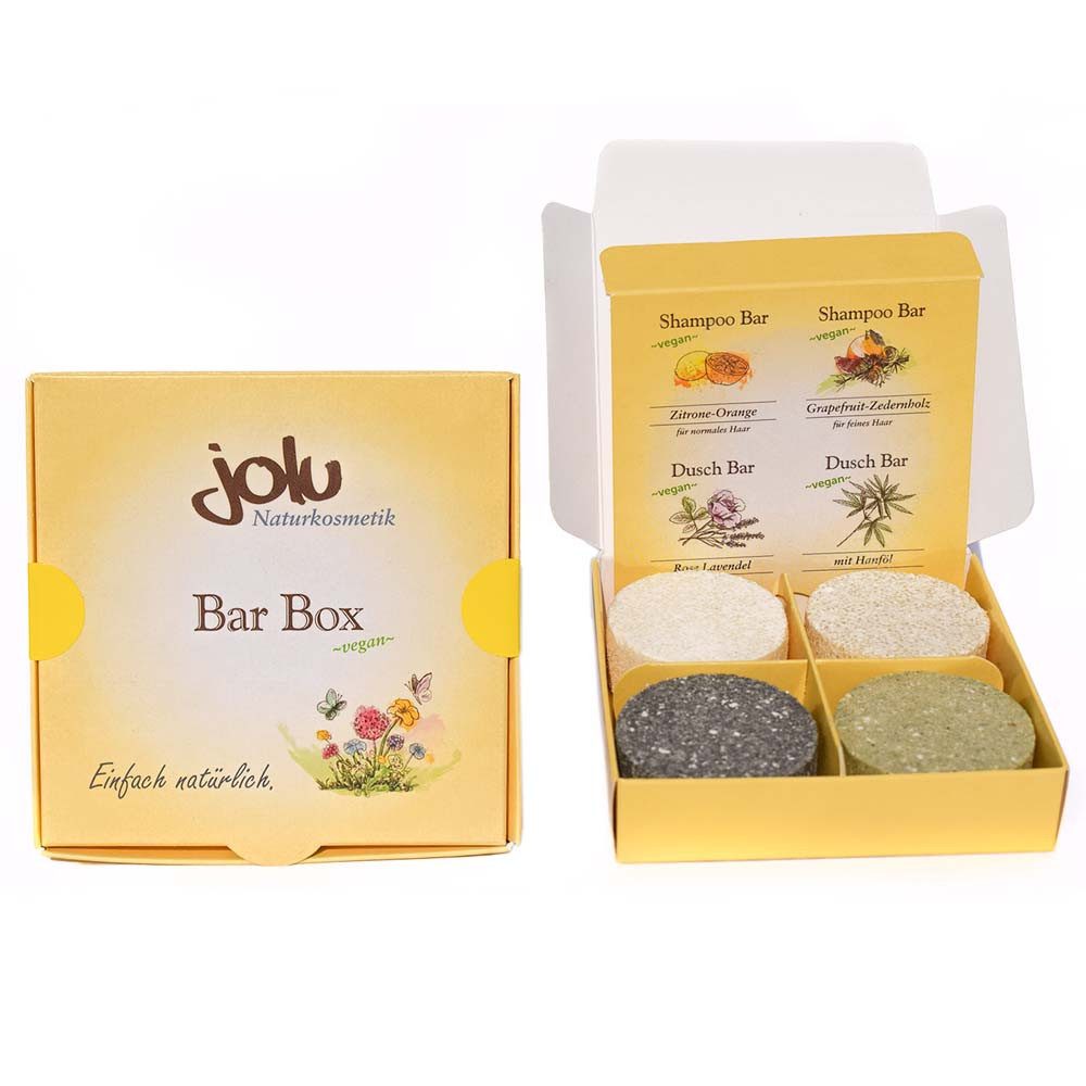 Jolu Feste Duschseife Bar Box - 2x Shampoo Bar + 2x Dusch Bar