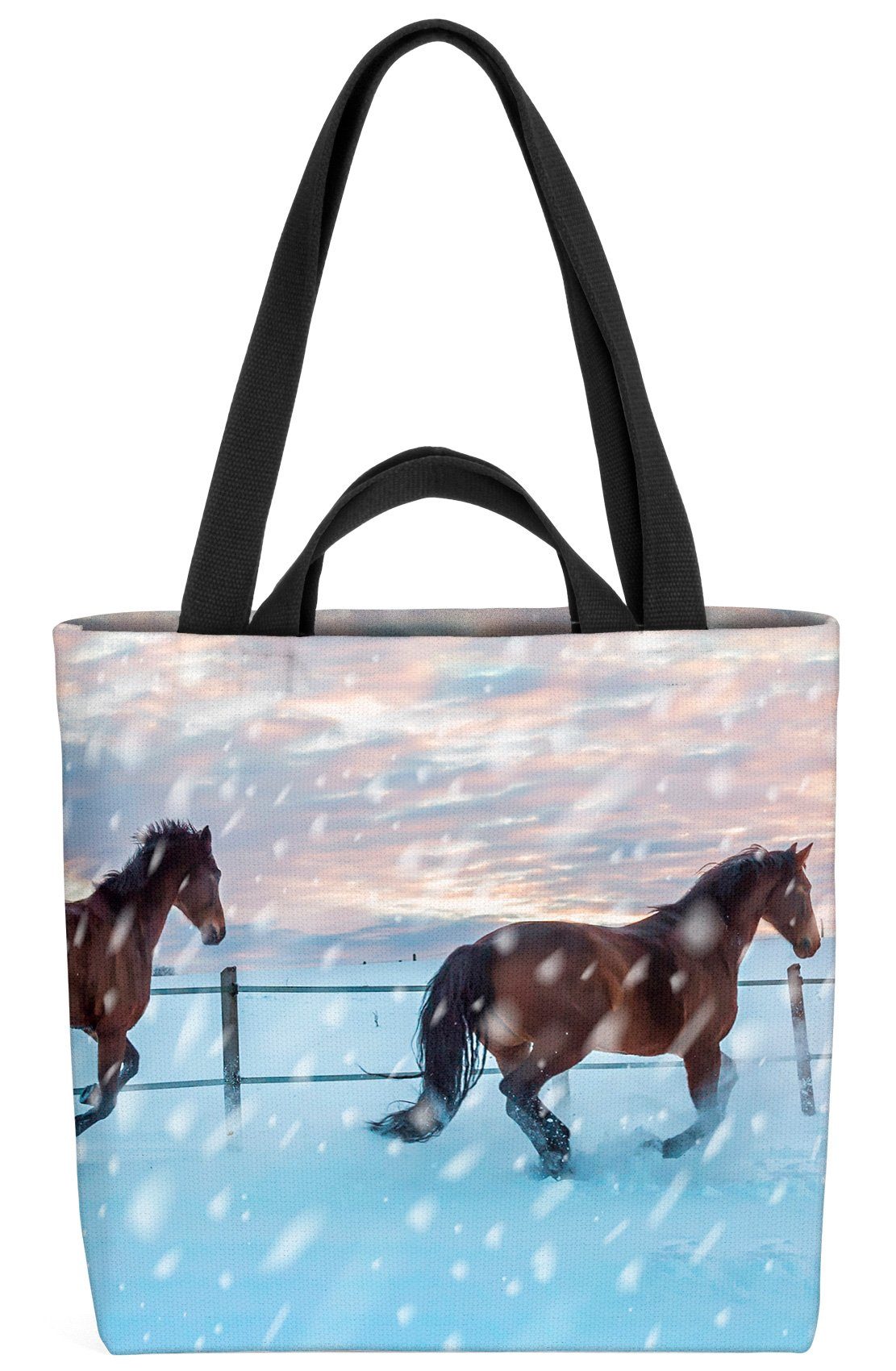 Reiten natur pferd Rennen (1-tlg), sch galoppieren wolken Henkeltasche laufen Pferde Schnee VOID