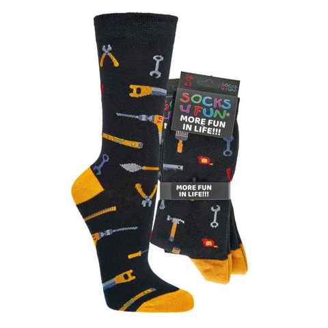 Socks 4 Fun Freizeitsocken fleissige Handwerker Socks 4 Fun (2 Paar, 2-Paar, 2 Paar) lustiges Design