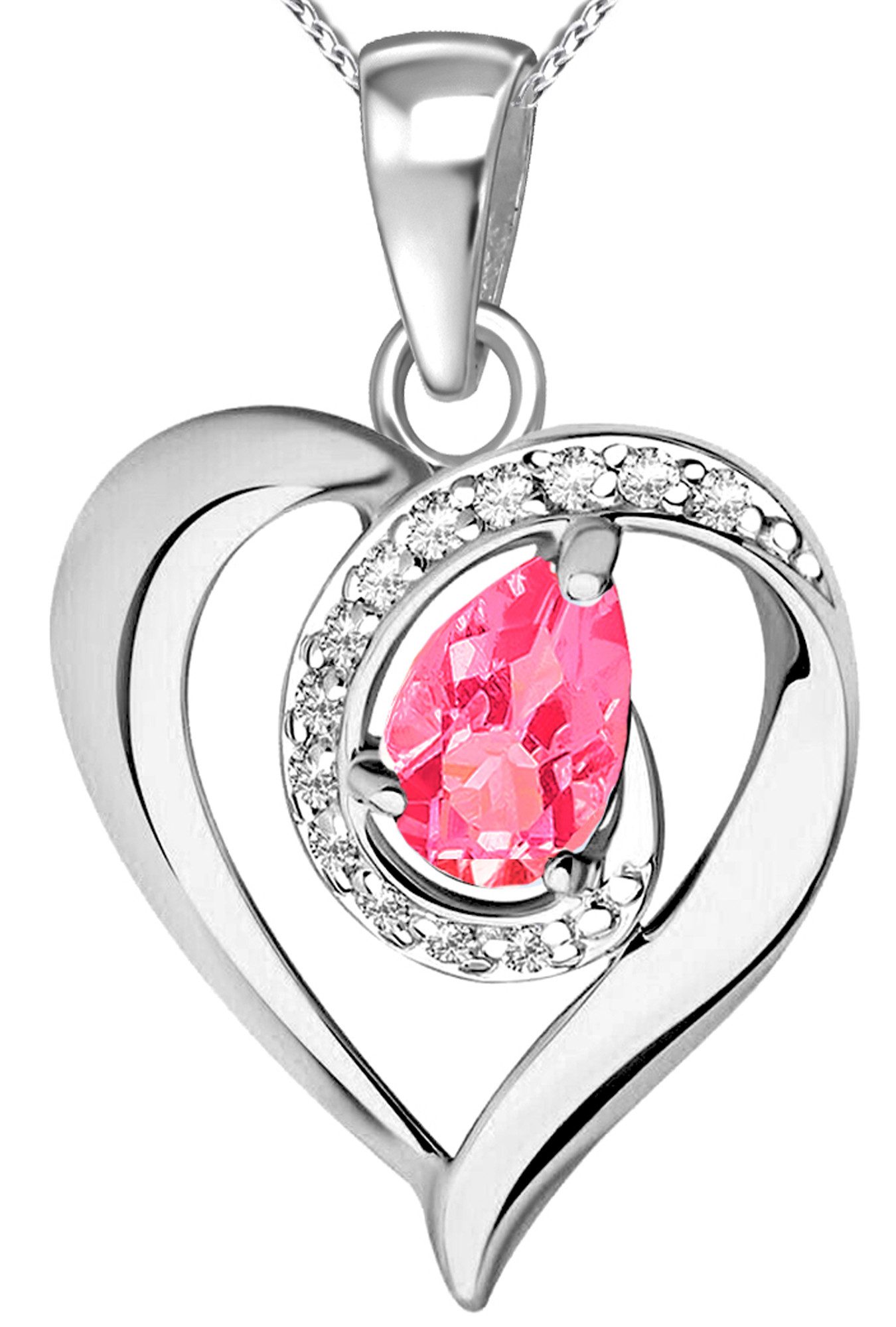 Herzkette echter Edelstein äthiopischer Opal pink 925 Sterling Silber Herz Kette